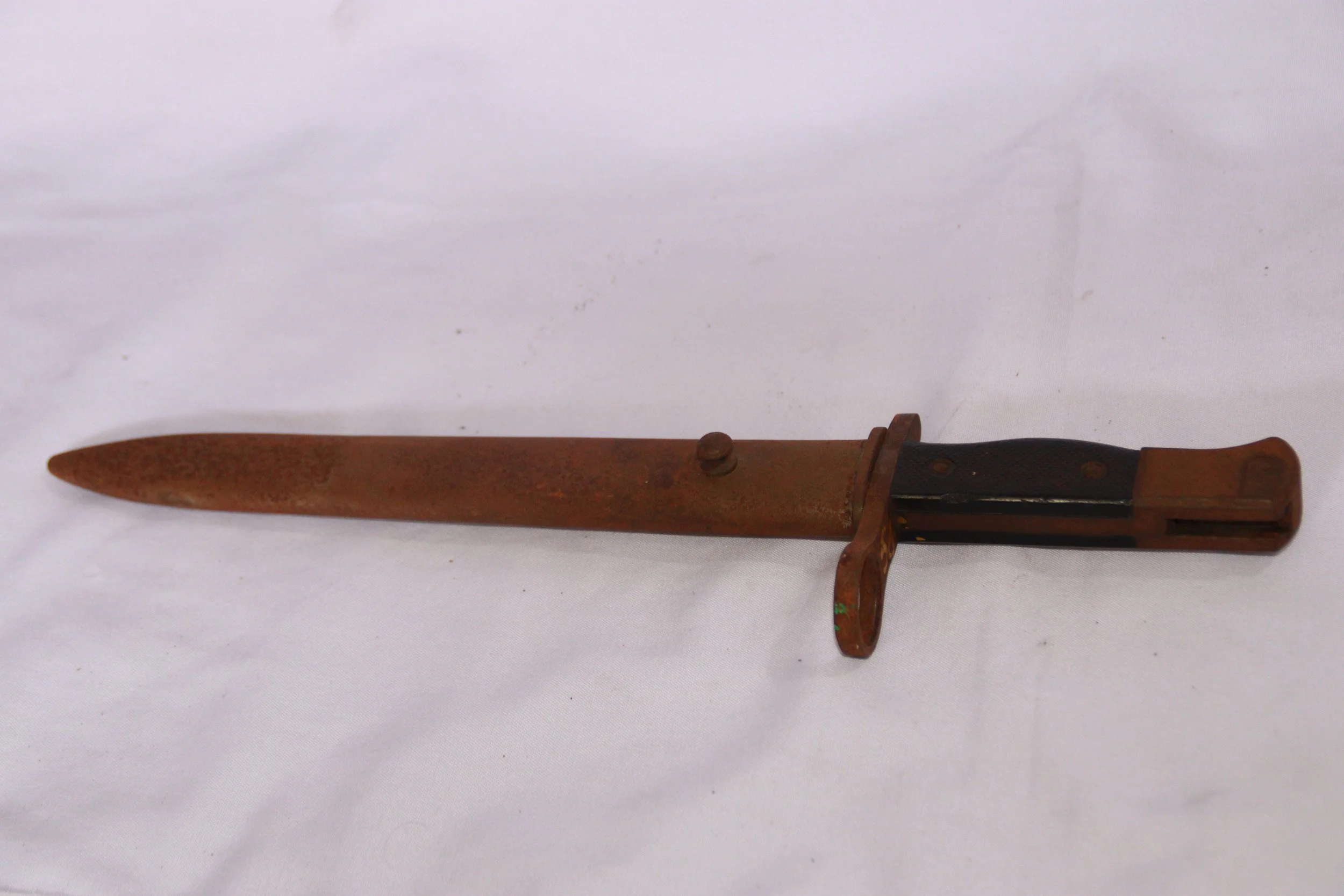 archive number: r-5-006
object reference: 
Bayonet (Mannlicher - presumed)
origin: Austria (presumed)
date: -
notes: This bayonet originates from around WWII, and may have seen active service in Banda during the Japanese invasion or subsequent war fo