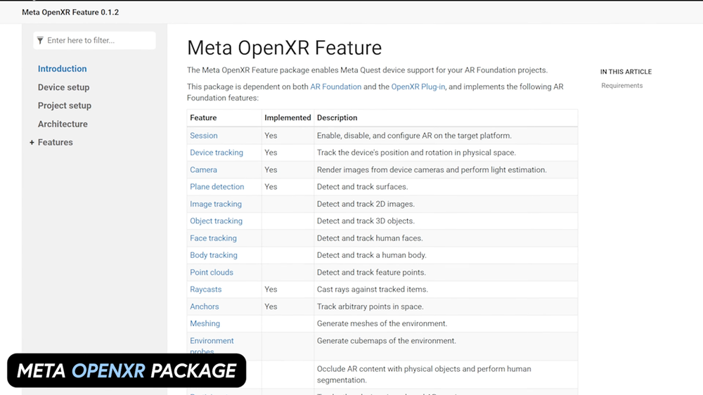 Meta OpenXR Package
