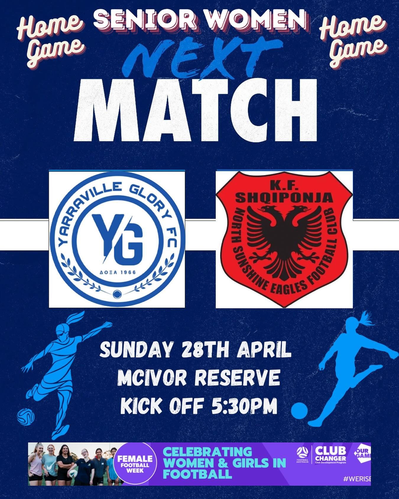 Our senior women&rsquo;s team are at home for the first time in 2024.  Get down to McIvor reserve tomorrow at 5:30pm to see them take on North Sunshine Eagles #doxa #ygfc #glory #werise