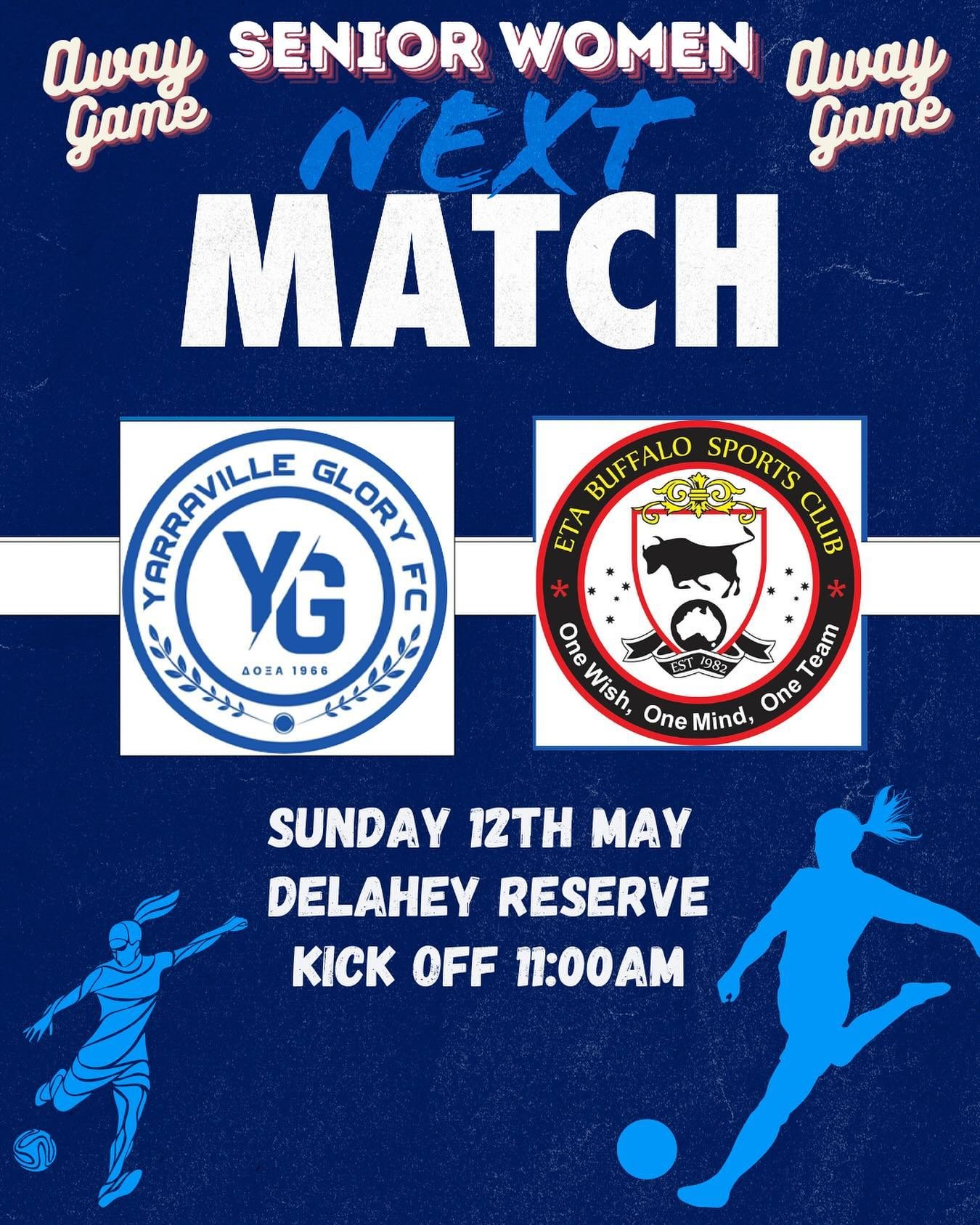 Our Senior Women are away to ETA Buffalo Club of Victoria this Sunday at 11am #doxa #glory #ygfc