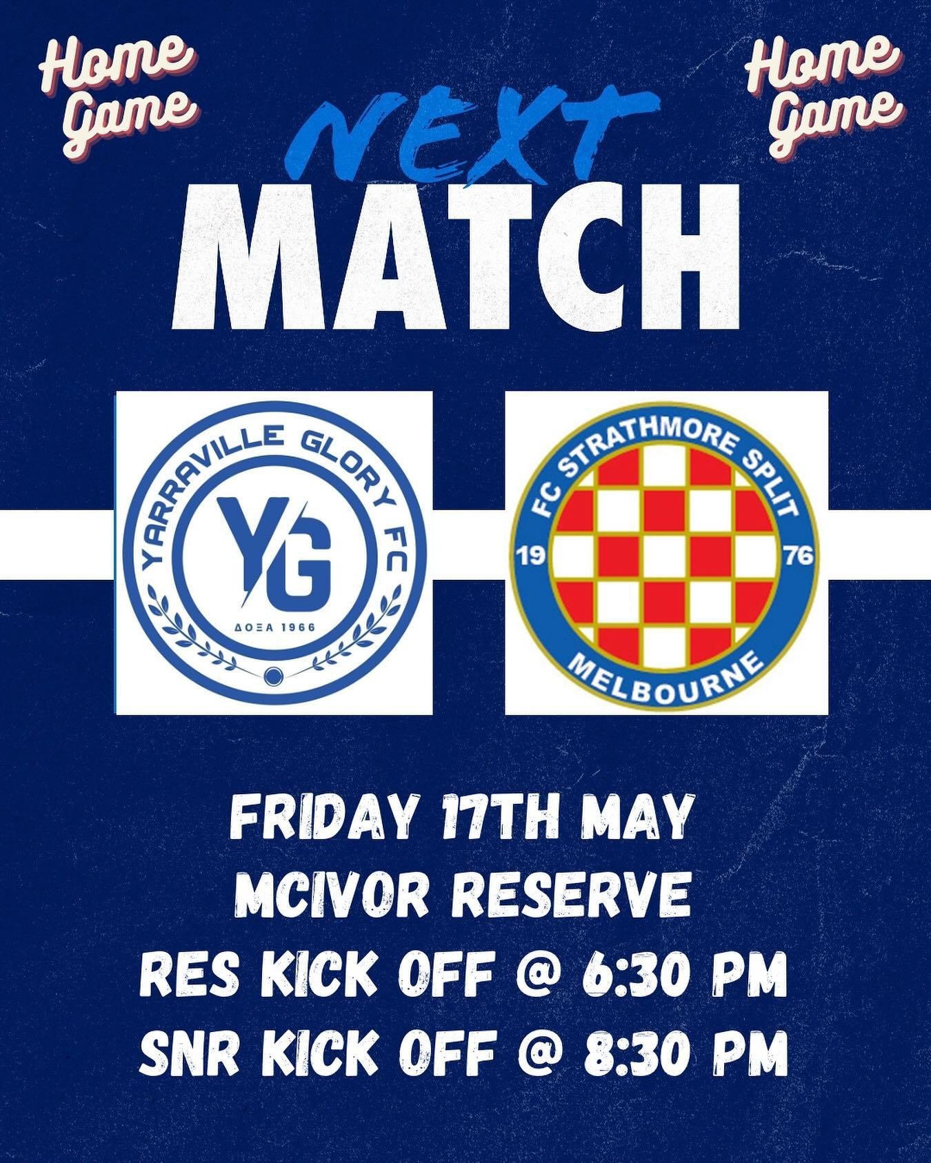 Our Senior Men and Reserve teams are back home at McIvor this Friday night.  Get along to watch the Reserves from 6:30pm and Seniors at 8:30pm as we take on FC Strathmore #doxa #glory #ygfc