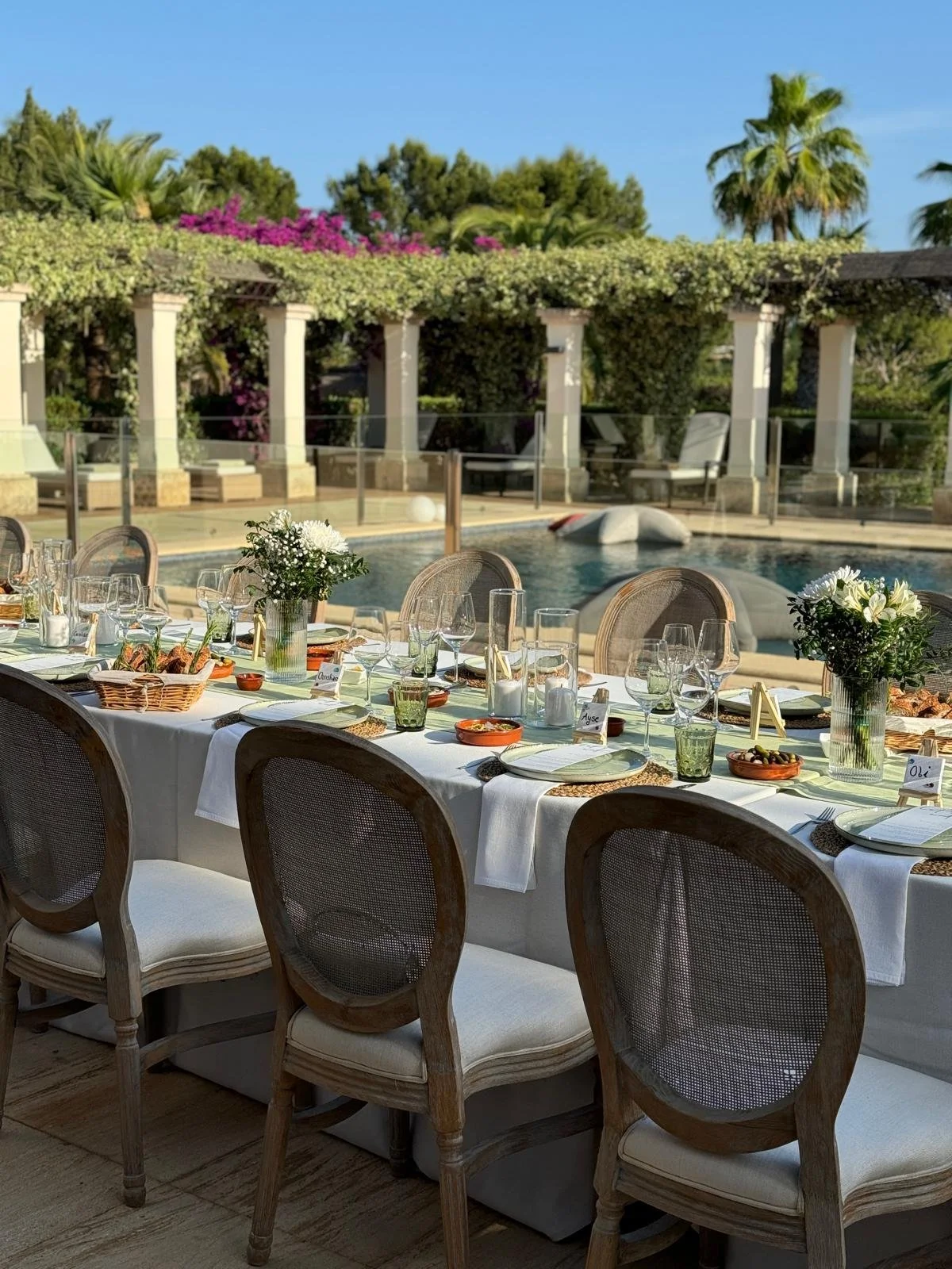 Elegant outdoor villa dining table prepared by a private chef in Mallorca