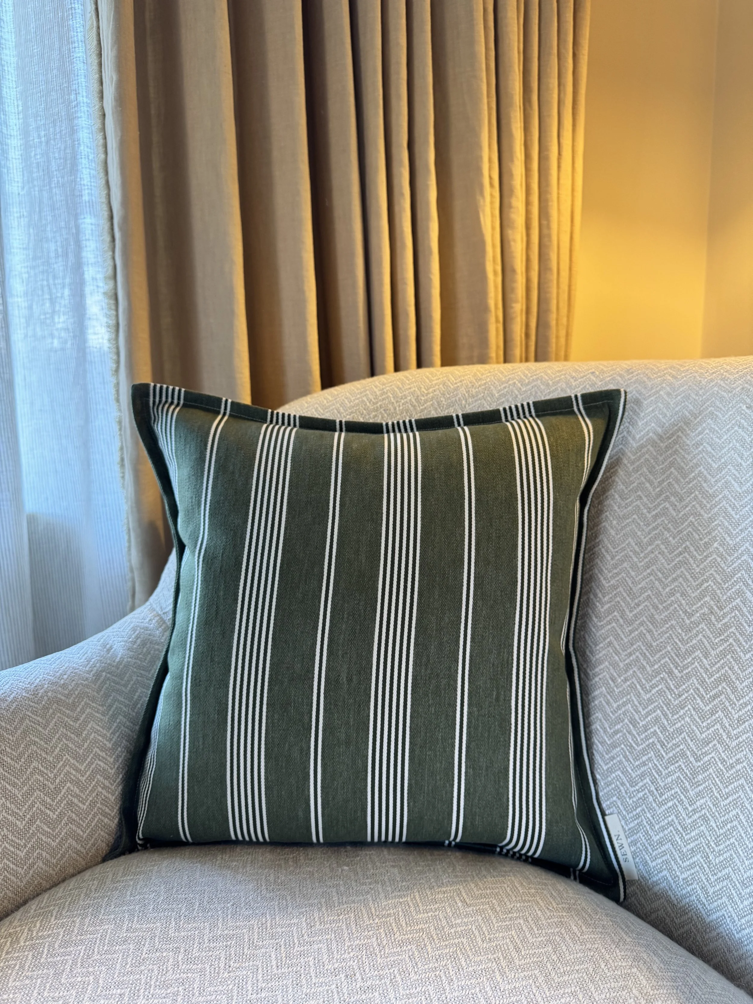 Green Striped Cushion Cover