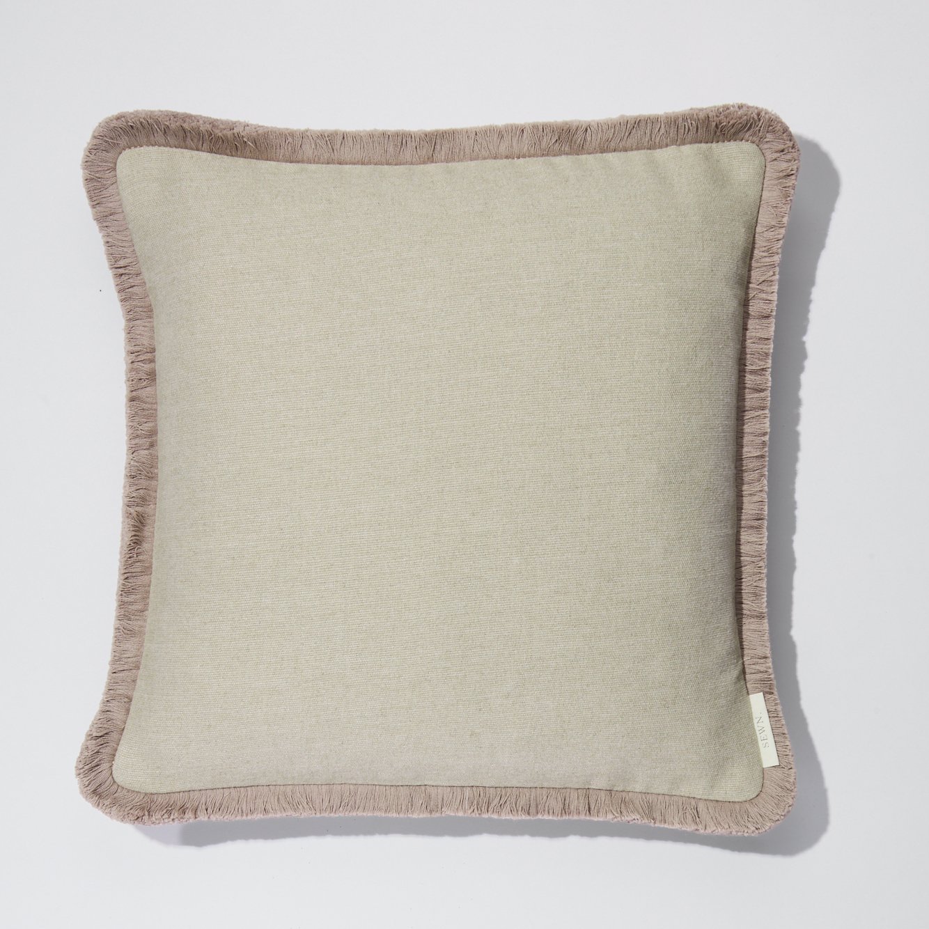 Maddison - Rustic Linen Cushion with Taupe Fringing