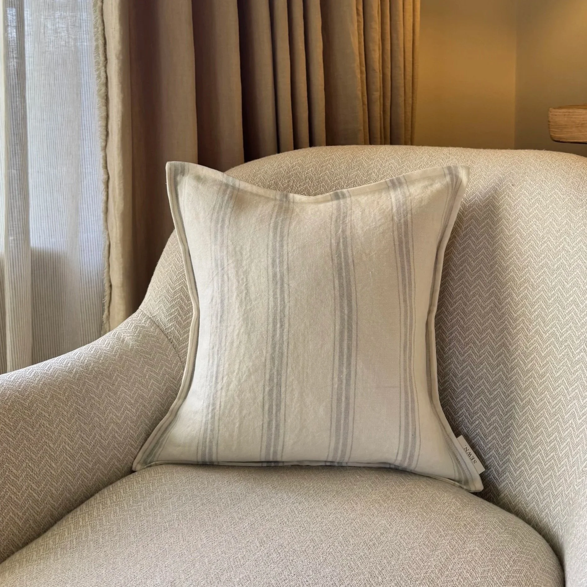 Grey Striped Cushion Cover