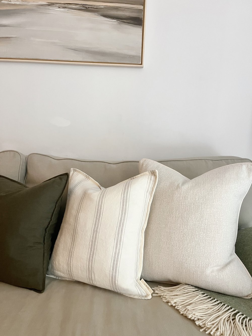 Aurelia - Natural Striped Linen Cushion — Sewn