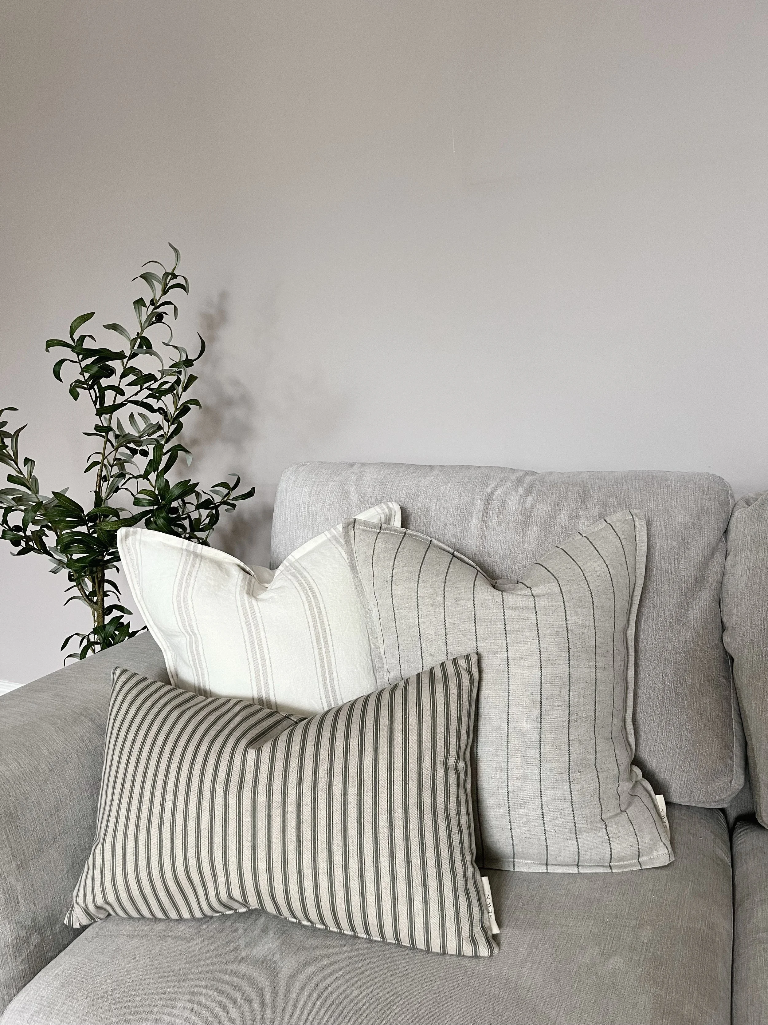 Textured Linen Cushion | Olive main image 1
