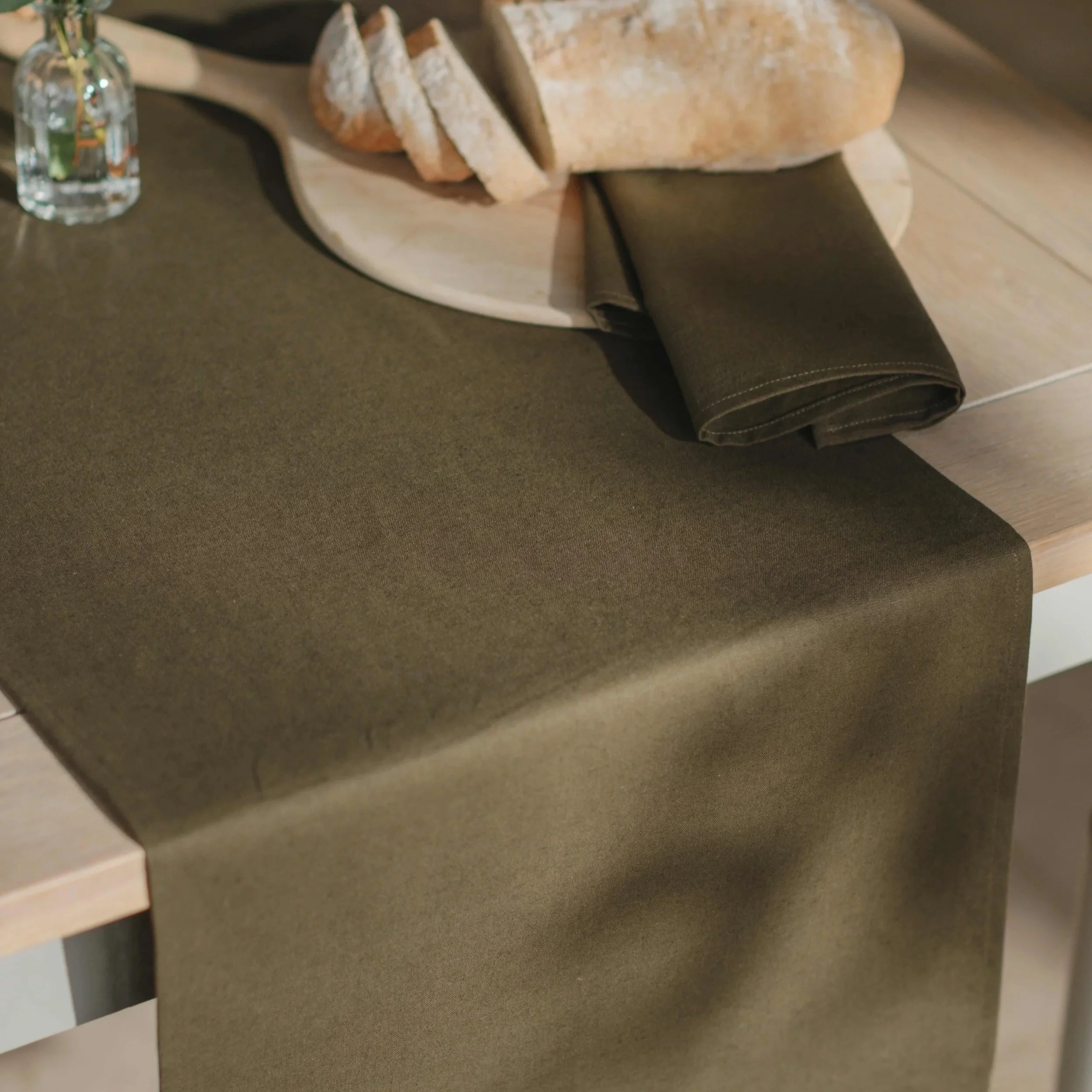 Olive Linen Table Runner