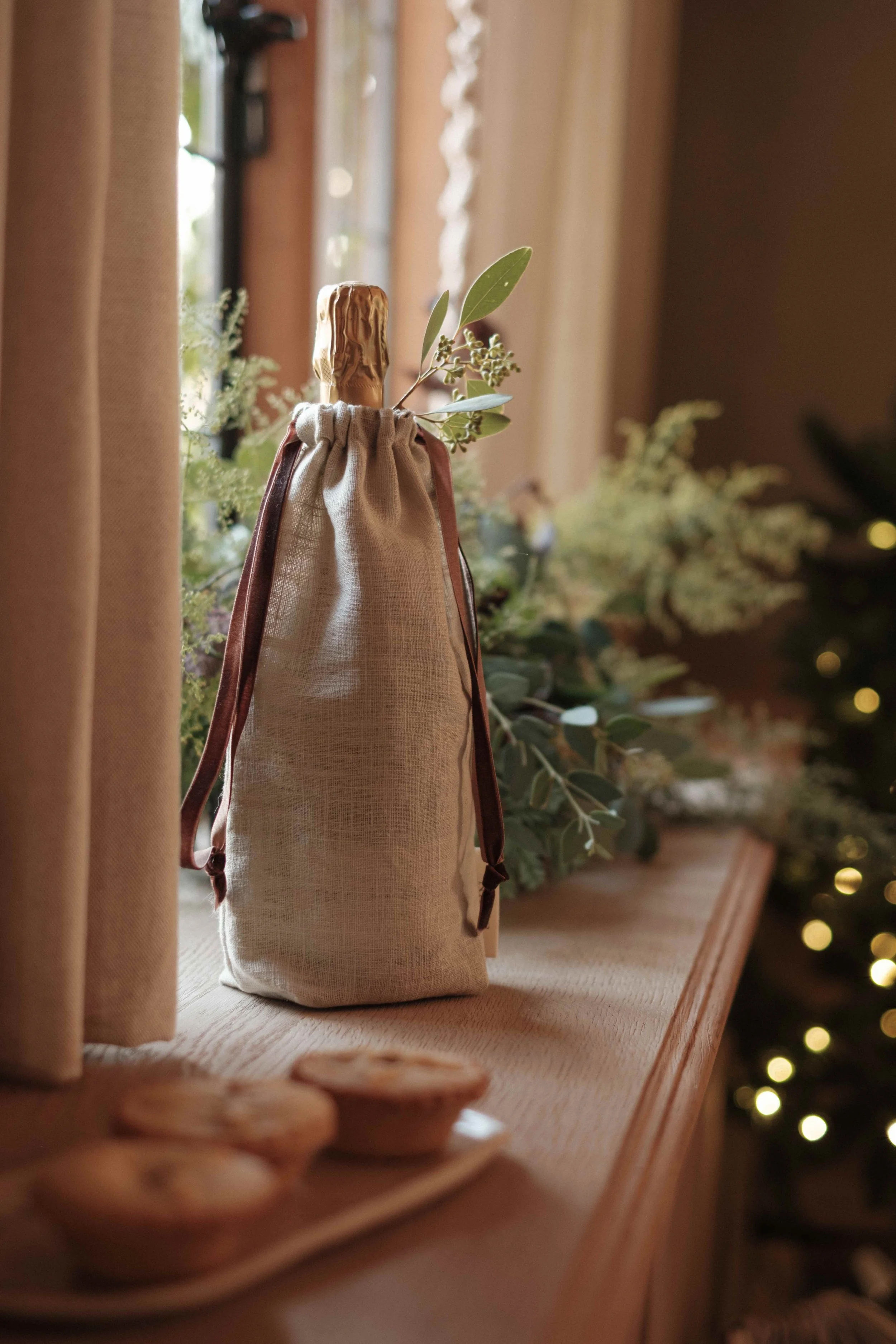 Linen Bottle Gift Bag