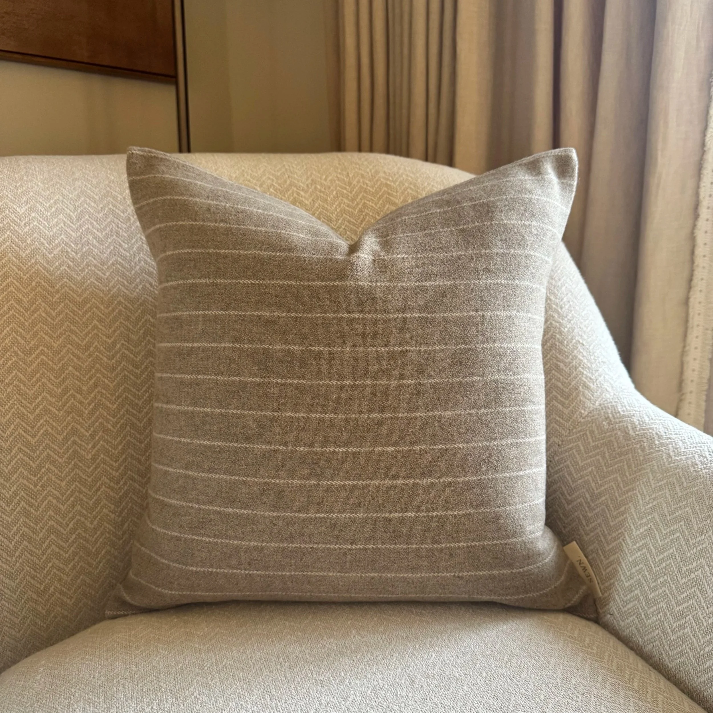 Eleanor - Beige Striped Wool Cushion