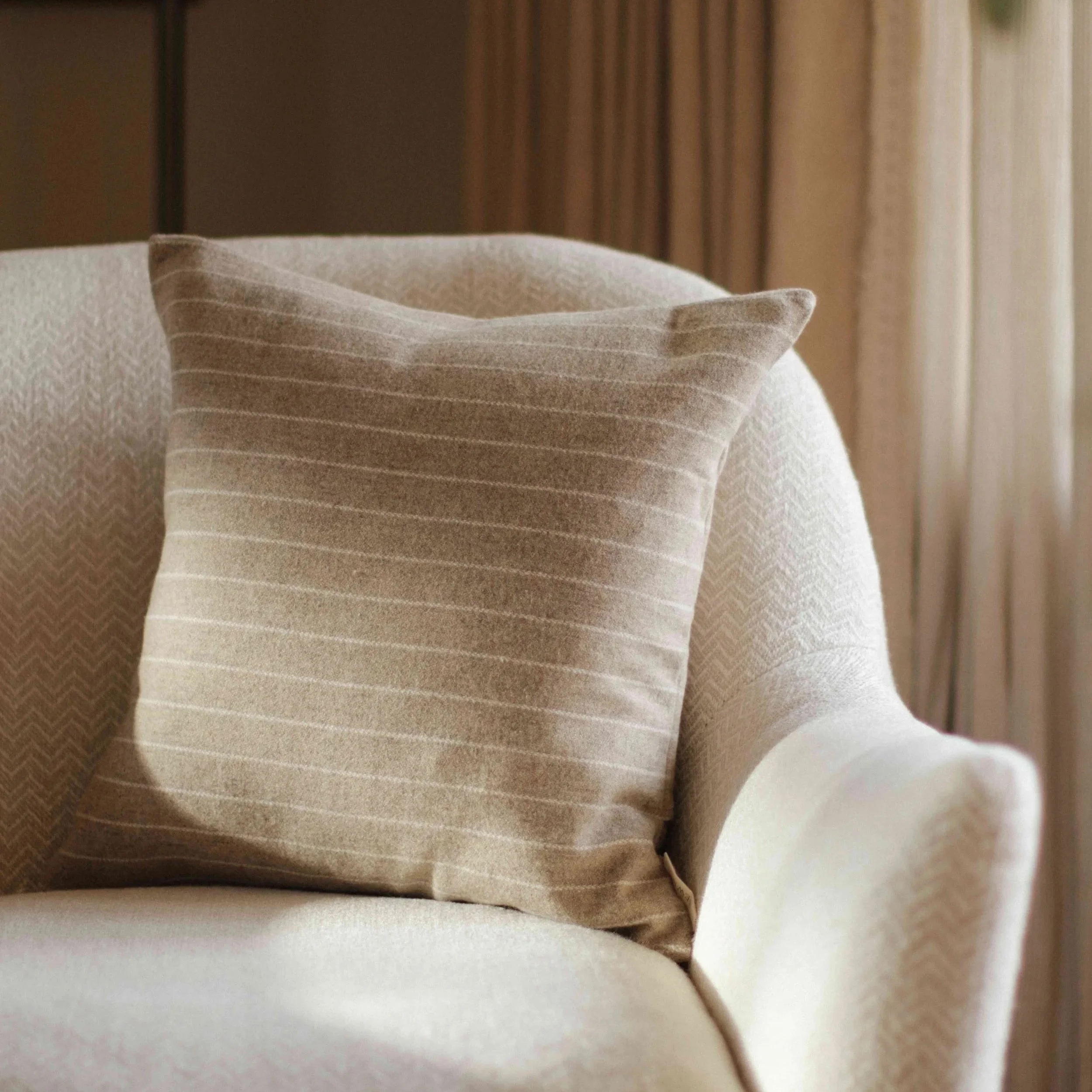 Eleanor - Beige Striped Wool Cushion
