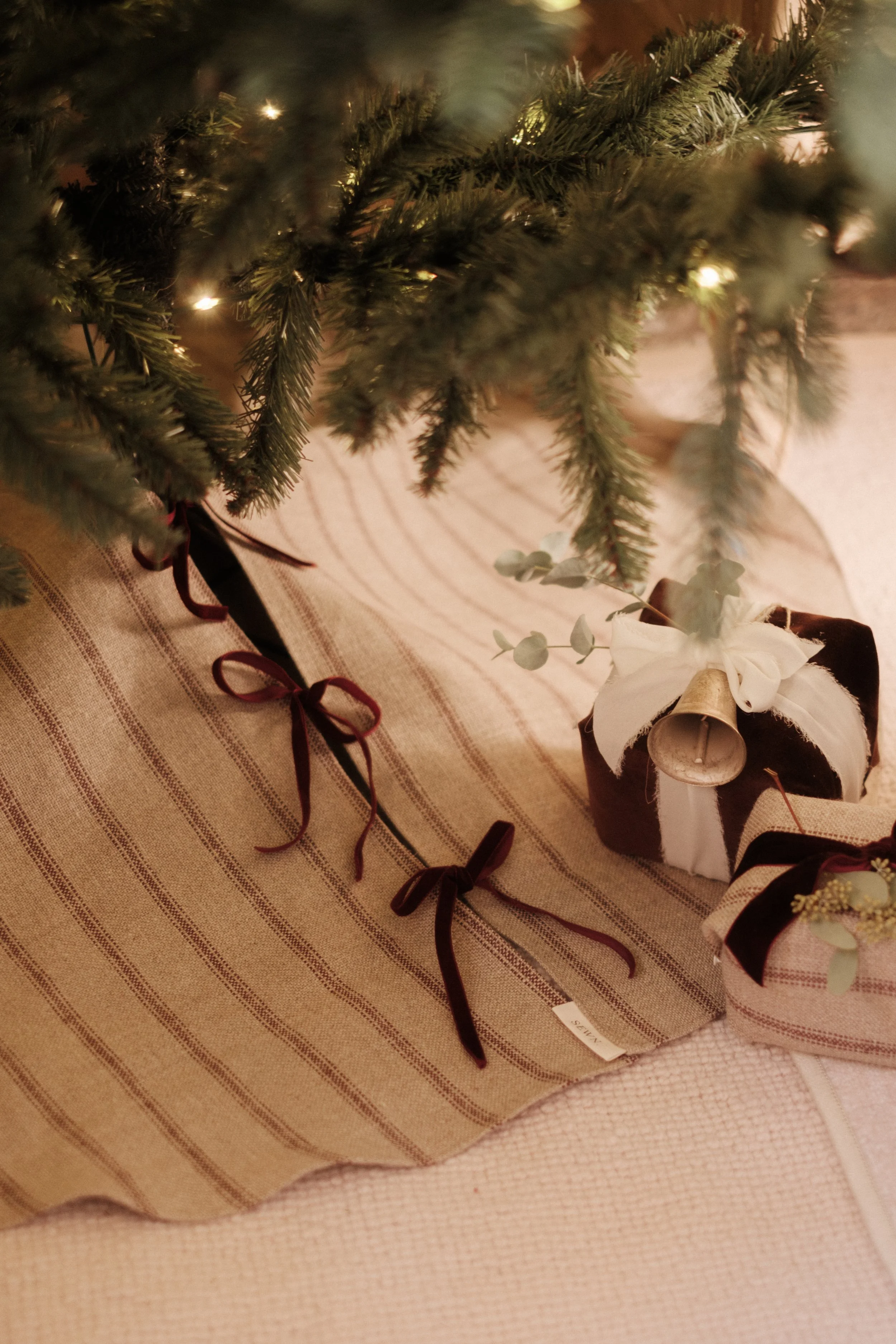 Scarlett - Burgundy Striped Christmas Tree Skirt