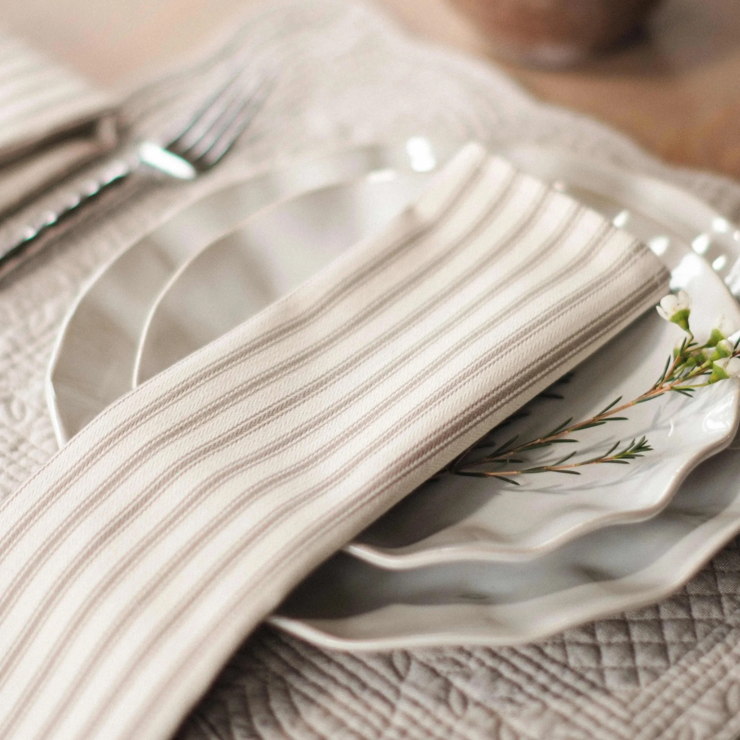 Clemmie - Mushroom Striped Napkins (Set of 2)