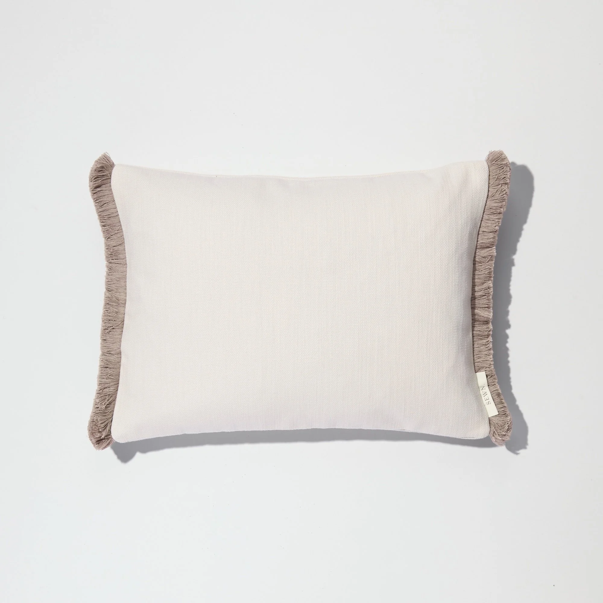 Mia - Textured Cotton Rectangular Cushion with Taupe Fringing