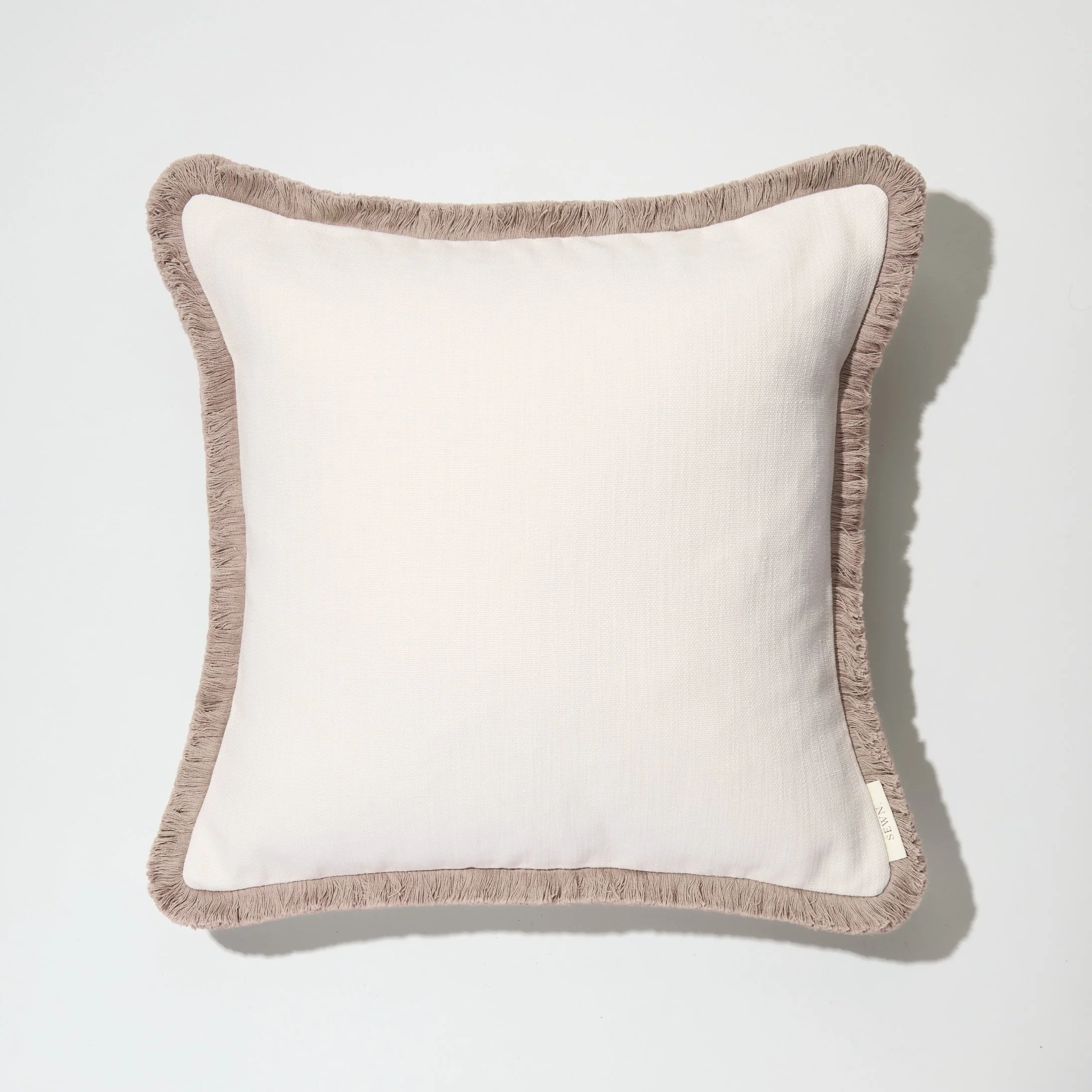 Sienna - Textured Linen Cushion with Taupe Fringing