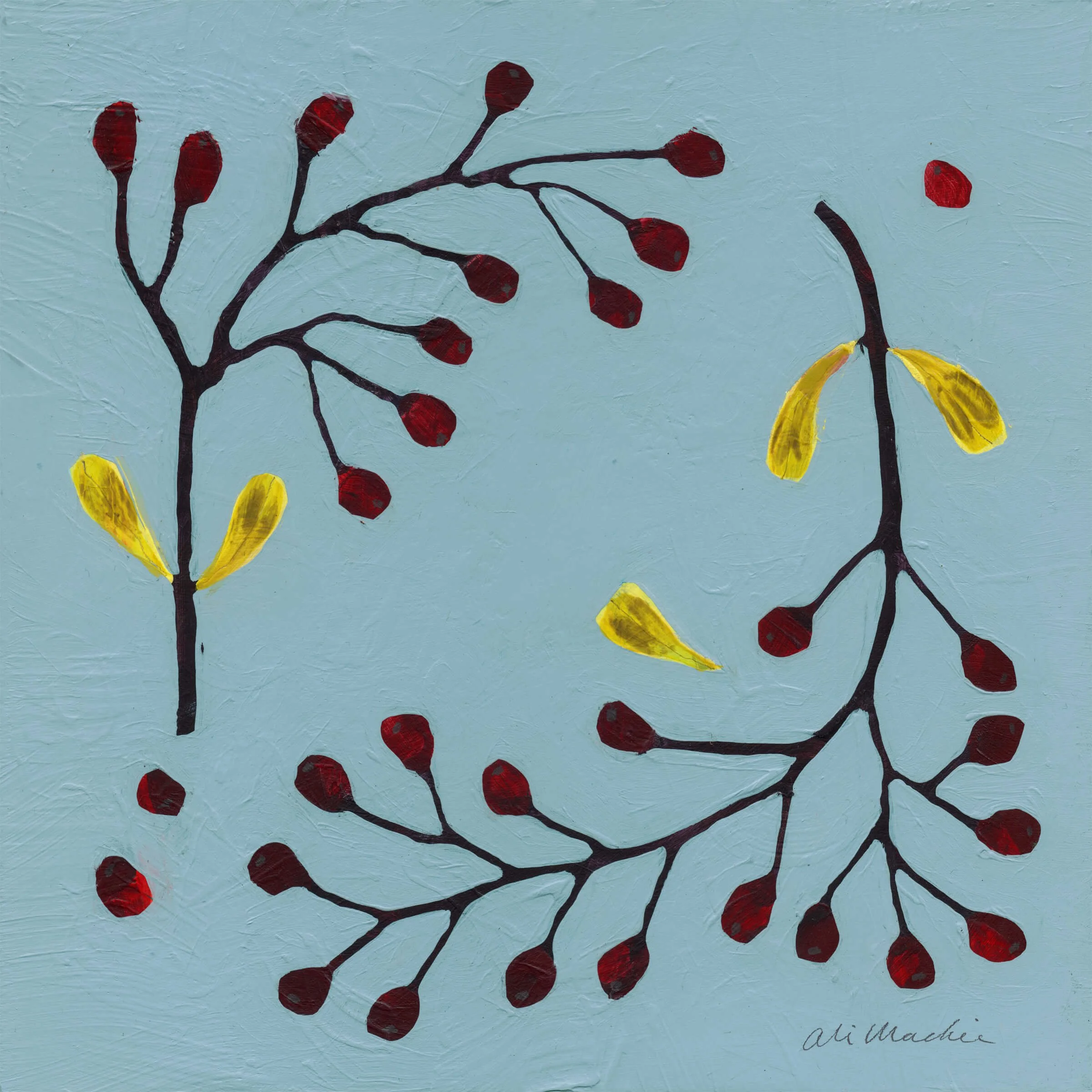 Let’s Wait Together - Botanical Wreath Painting by Ali Mackie
