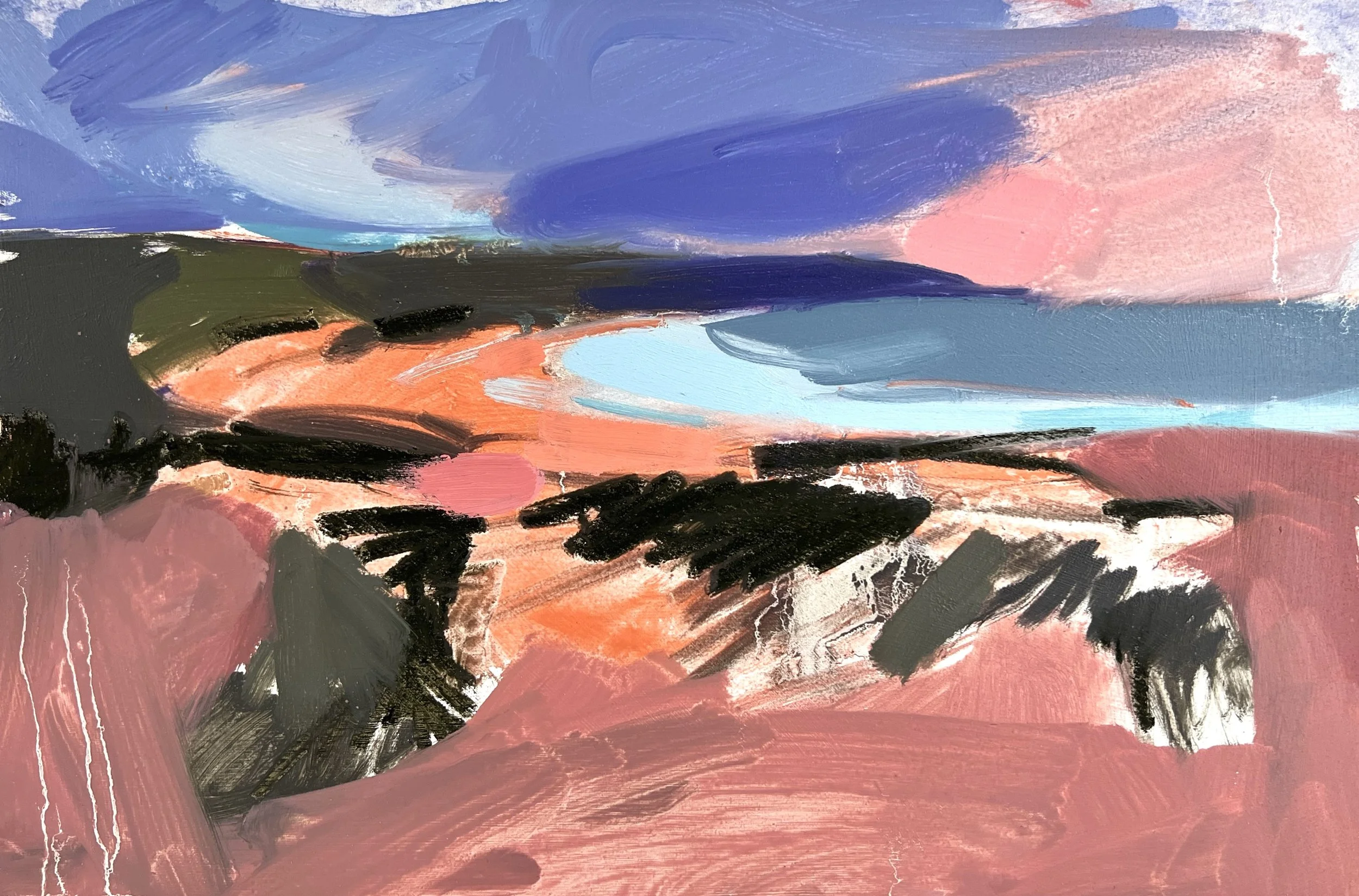 Tumulus - Mixed Media Landscape Painting for Sale by Josie Clouting