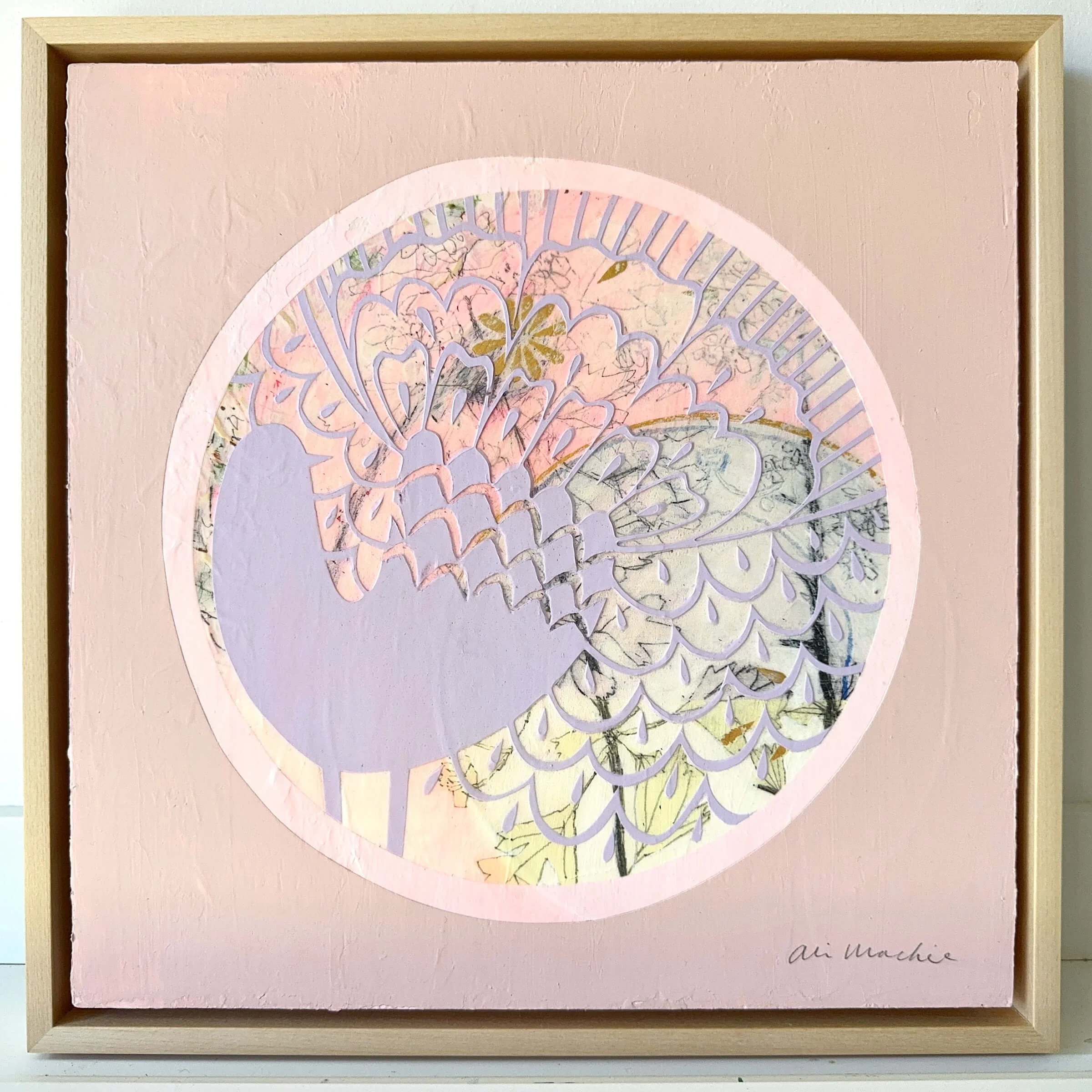 Hawthorn Wing Contemporary Folk Art Bird Painting by Ali Mackie