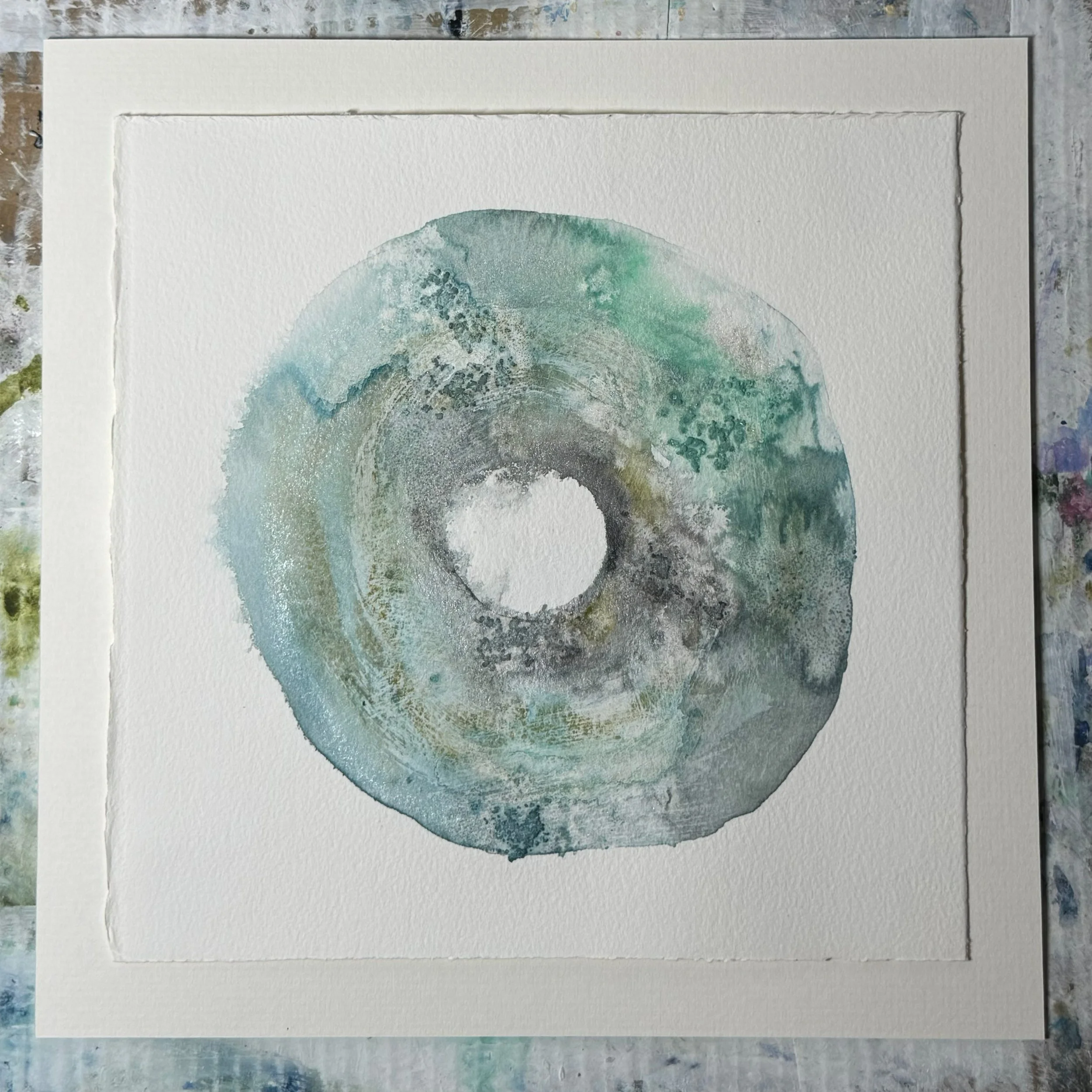 Pebble Portal Series (SEA Green) - Original watercolours by Jacqueline Ford at Emerald Gallery