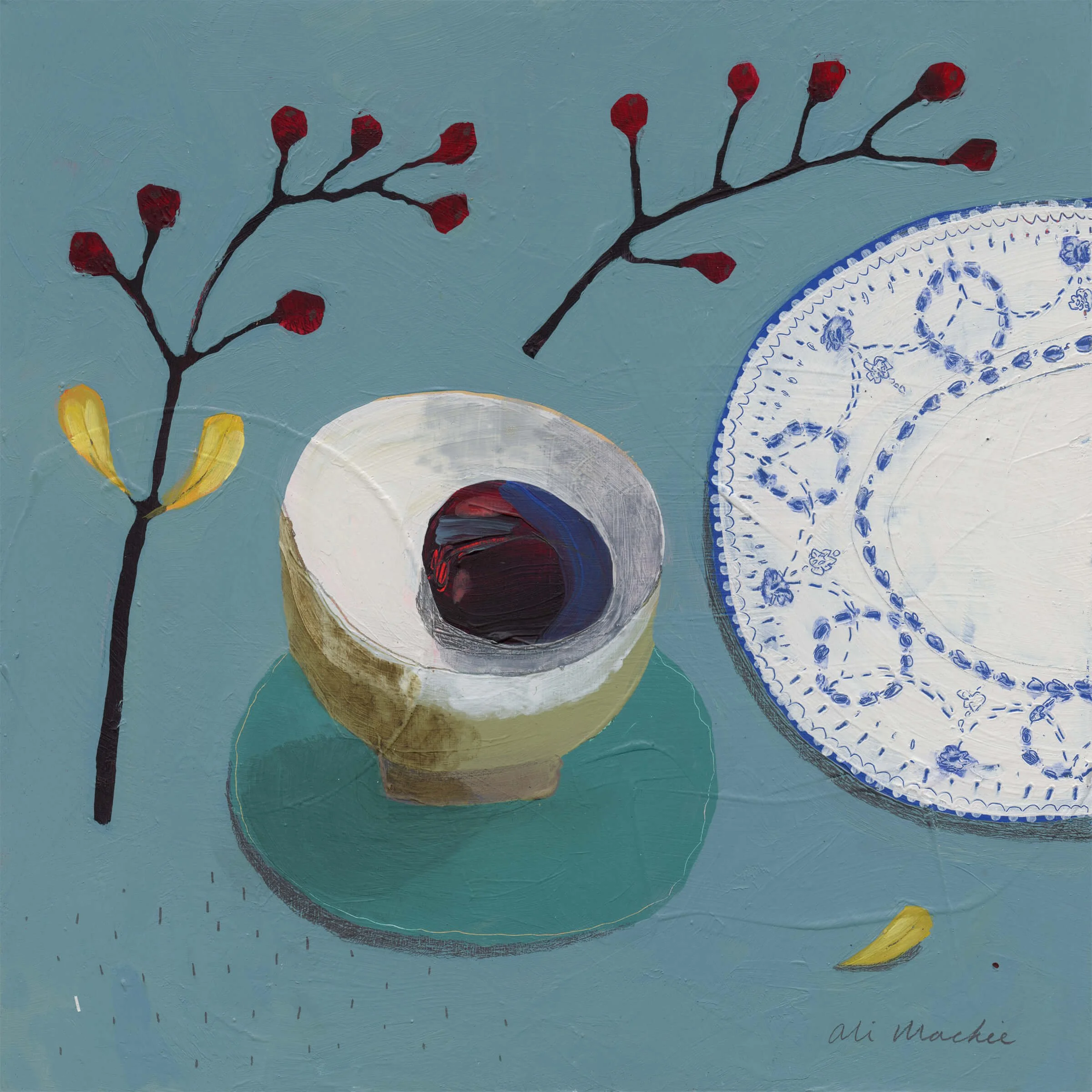 Join Me At The Table Botanical Still Life Painting