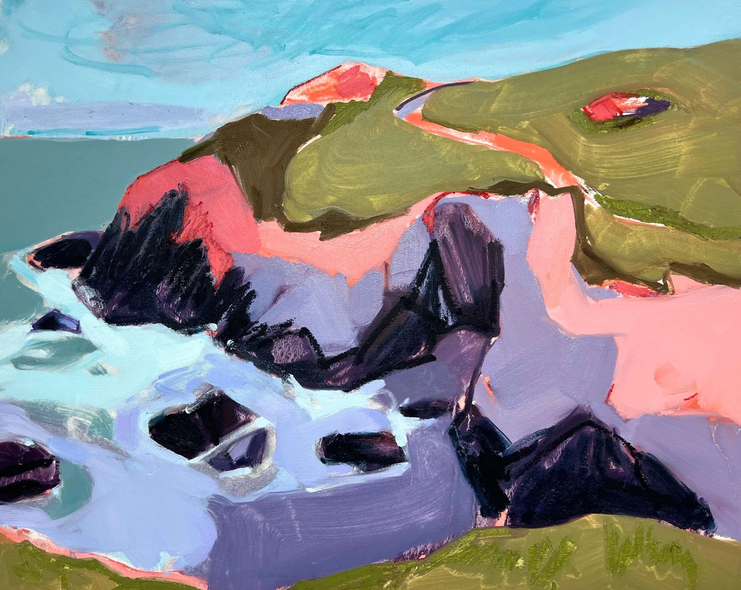 Caerthillian -Mixed Media Landscape Painting for Sale at Emerald Gallery by Josie Clouting