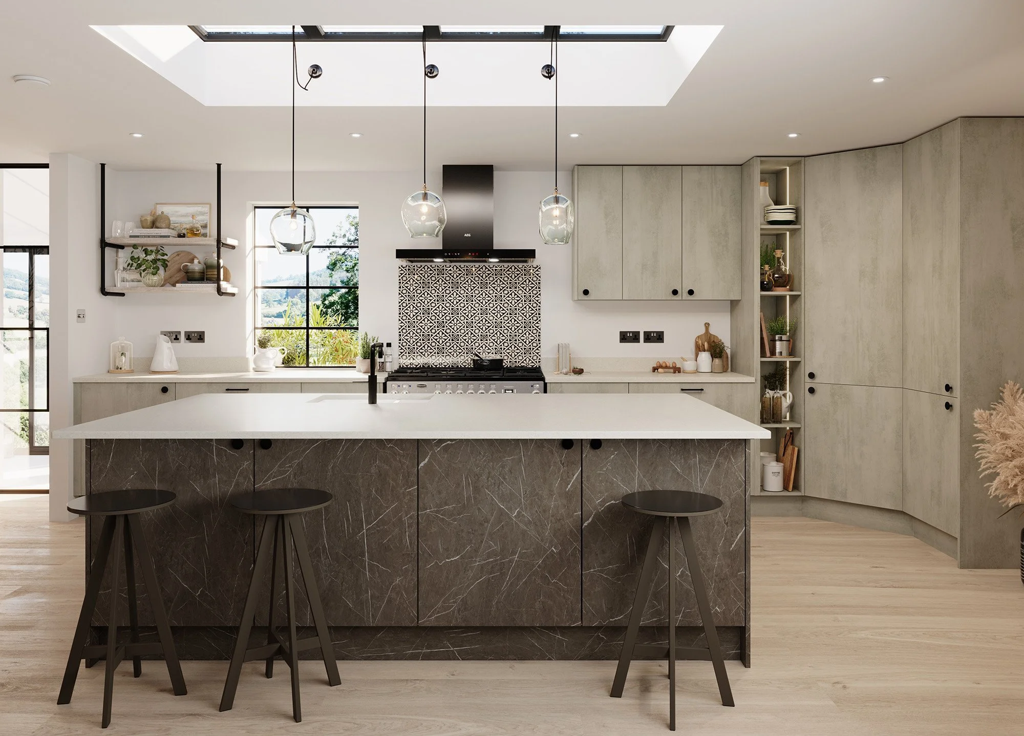 modern style kitchen with textured doors