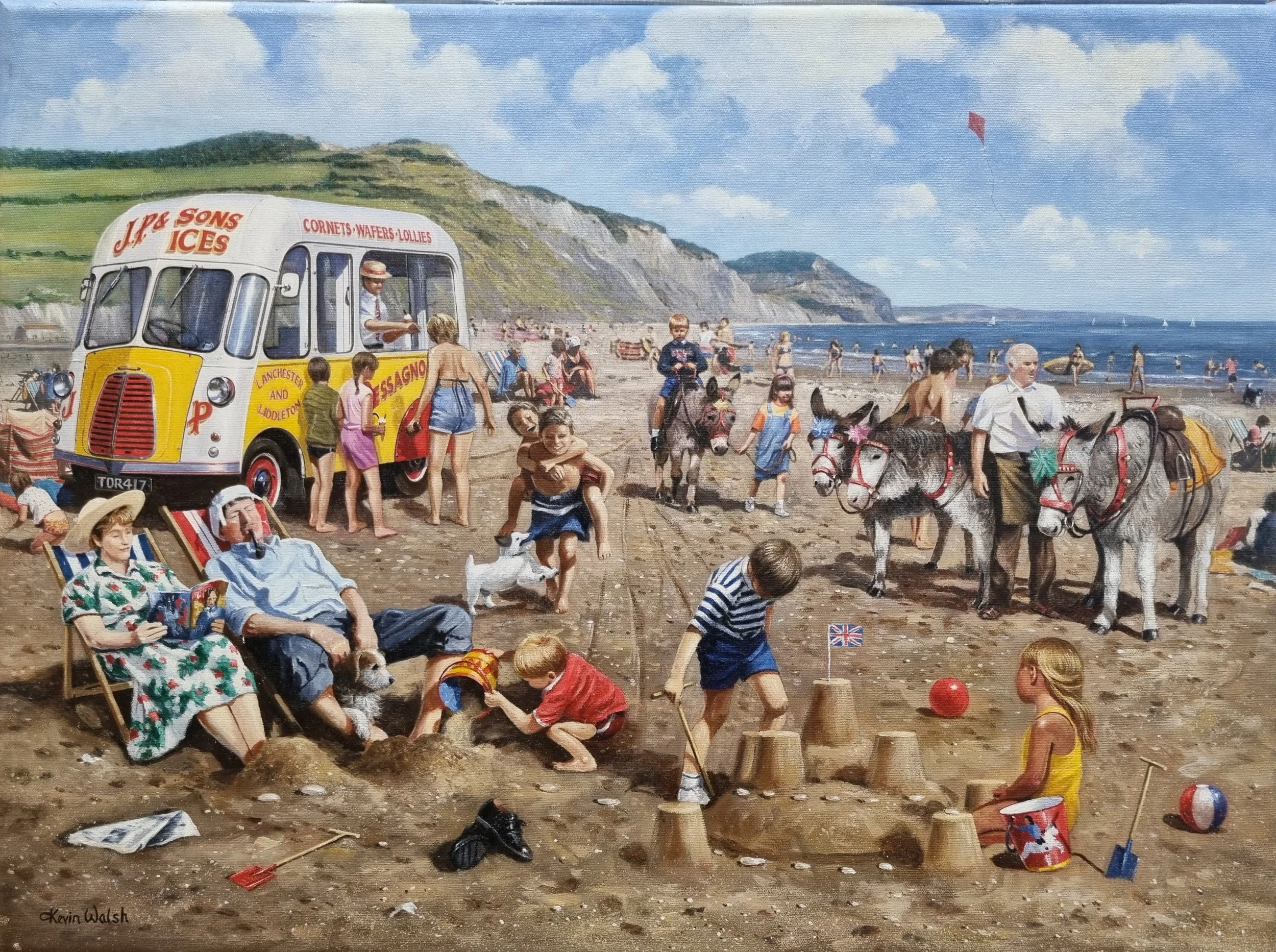 Kevin Walsh - Beach Scene With Ice Cream Van