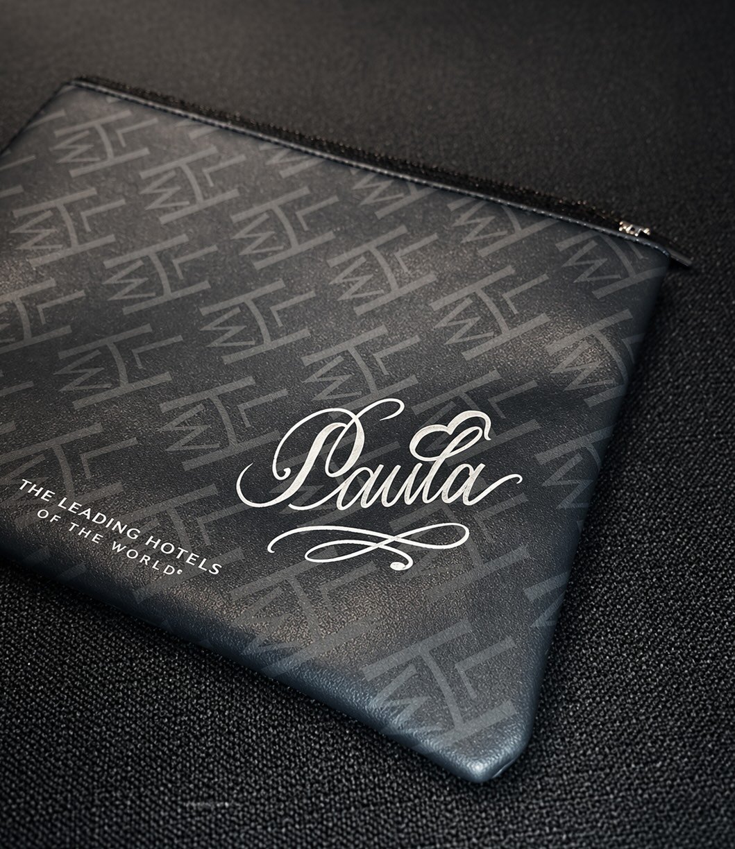 Cosmetic travel bag painting activation for Leading Hotels of the World