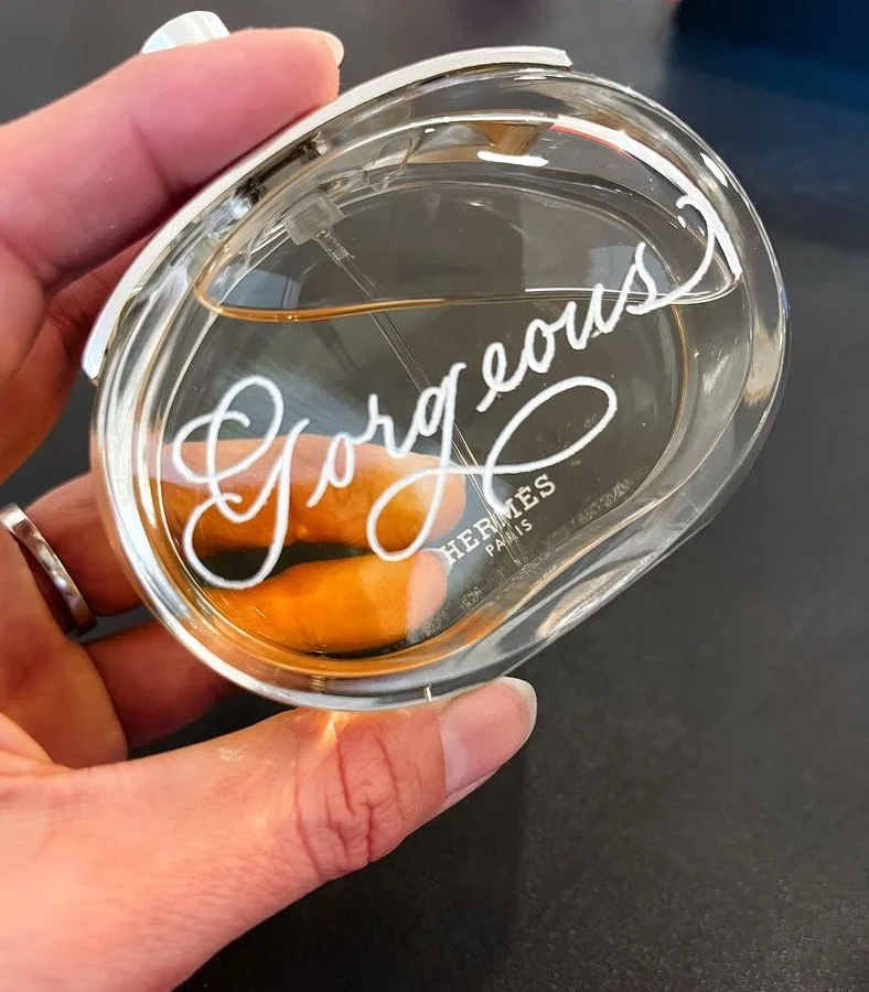 Live Activation Event: Glass Hermes fragrance bottle engraving natiowide.