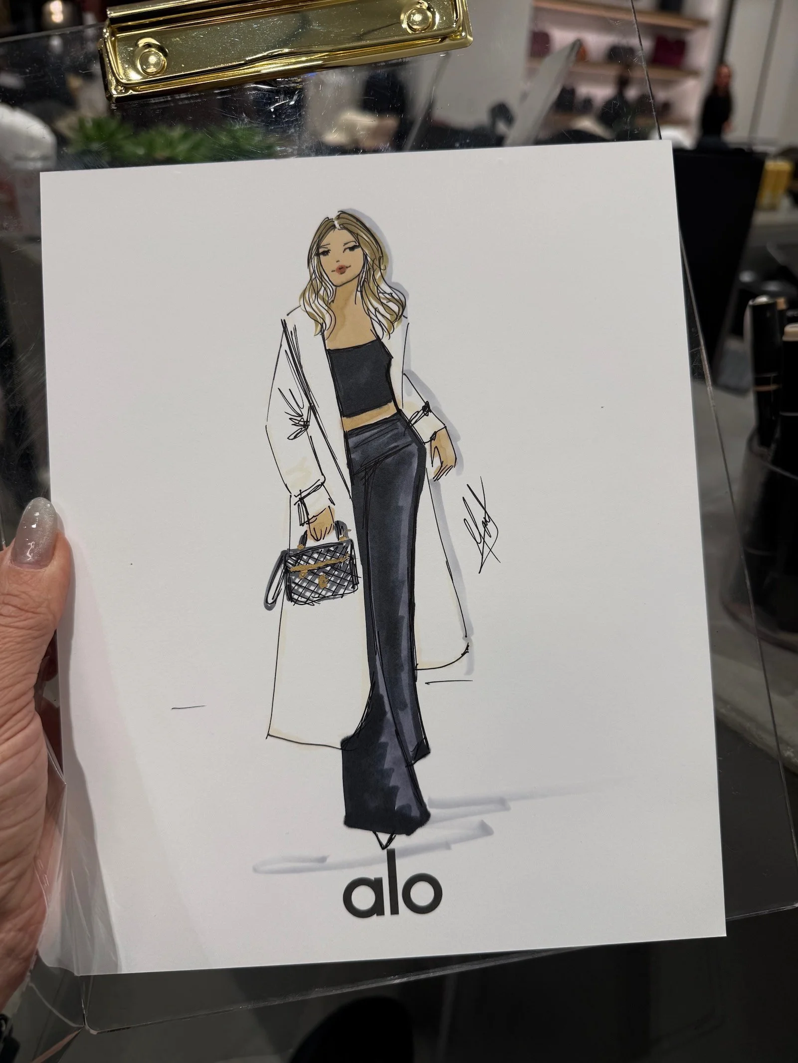 Fashion Illustrator at In-Store Brand Activation Event for brand alo