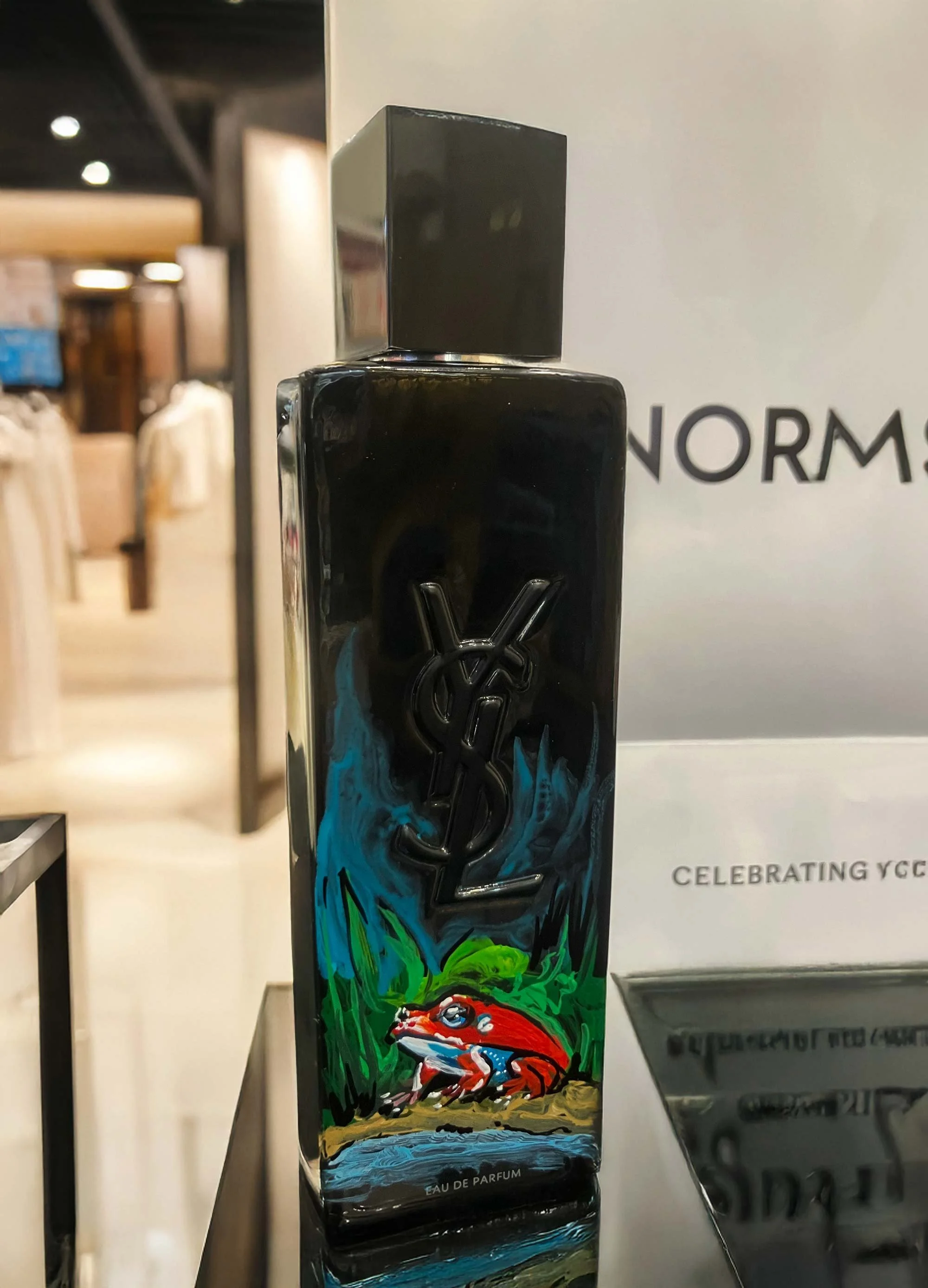 In store brand activation fragrance bottle painting for Nordstrom