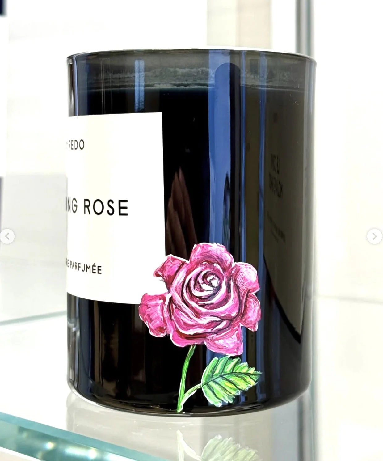 Byredo rose bottle painting on fragrance bottle for activation
