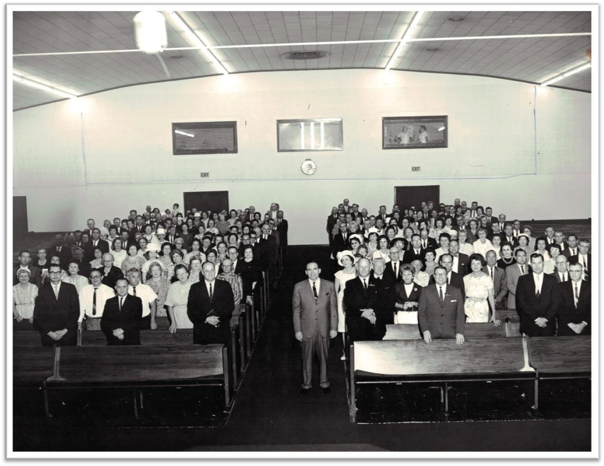 Congregation of Castleberry Baptist Church in Fort Worth with pastor Victor Sears 1964-1969