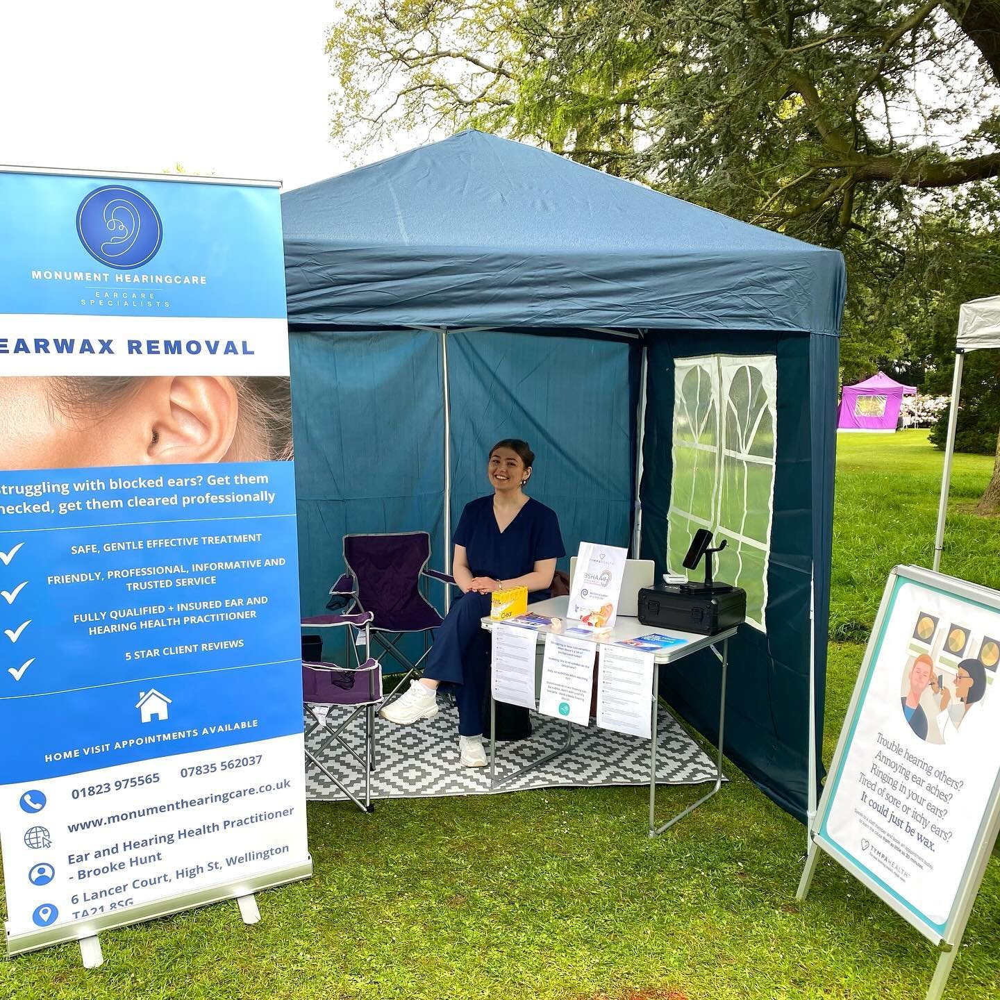 All set up at the Wellington Park Spring Fayre! Here to normalise the importance of Earcare services and spread awareness of our clinic/services we provide and most importantly... feel free to come along for a free ear check today! 👂🏼🔍✨ 

📞 07835