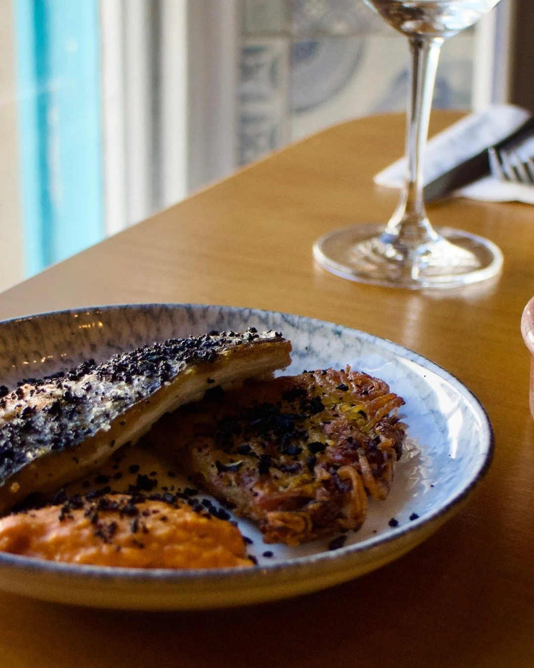 We LOVE a nice fillet of Mackerel. 

An extremely versatile piece of fish, it's local to Cornish waters and tastes delicious. 

We're serving it with a Fennel &amp; Potato Rosti, Romesco Sauce and Olive Crumb. Yes, our mouths are watering too! 

Want