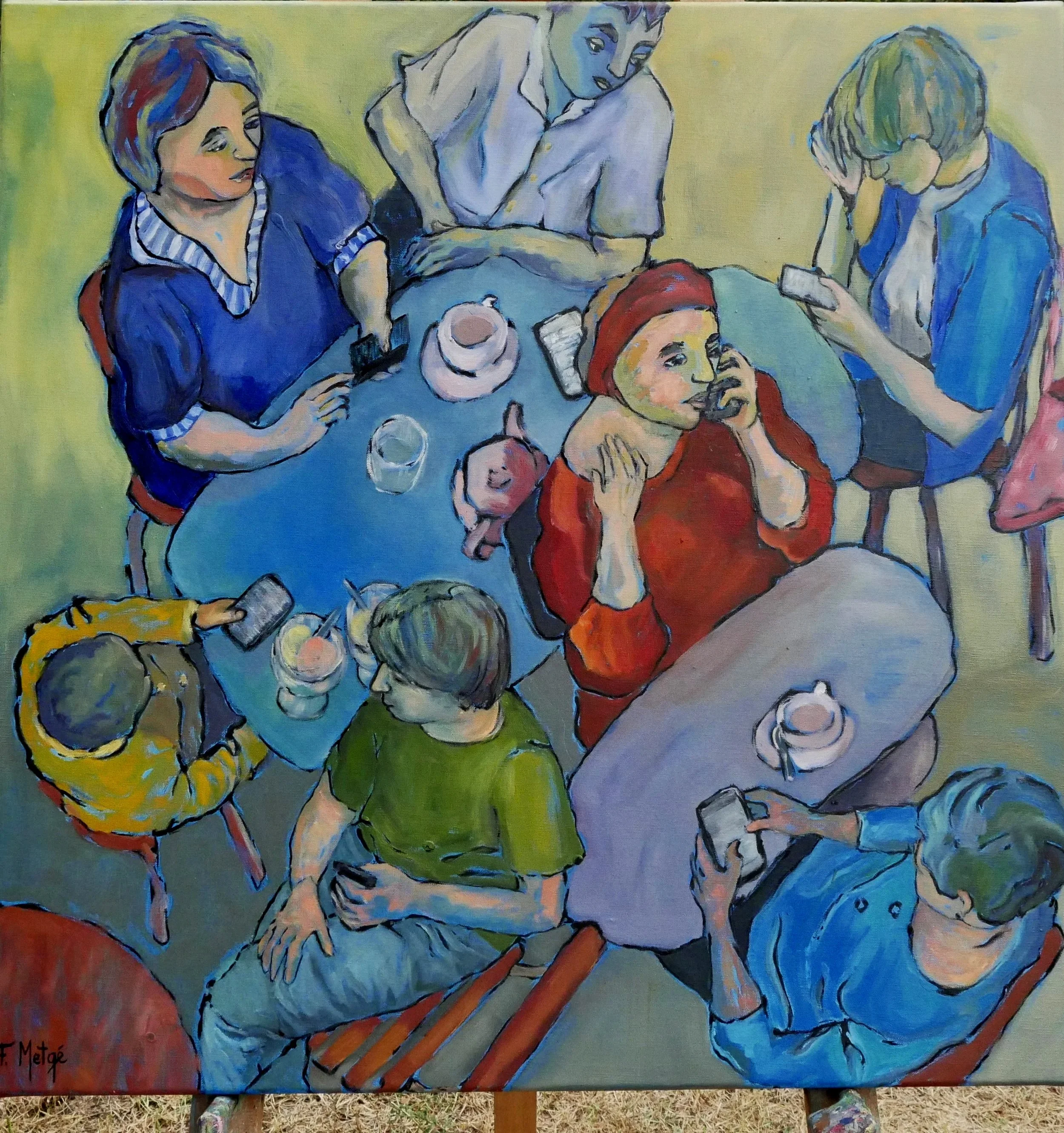 Réseau - Huile sur toile - 80 x 80