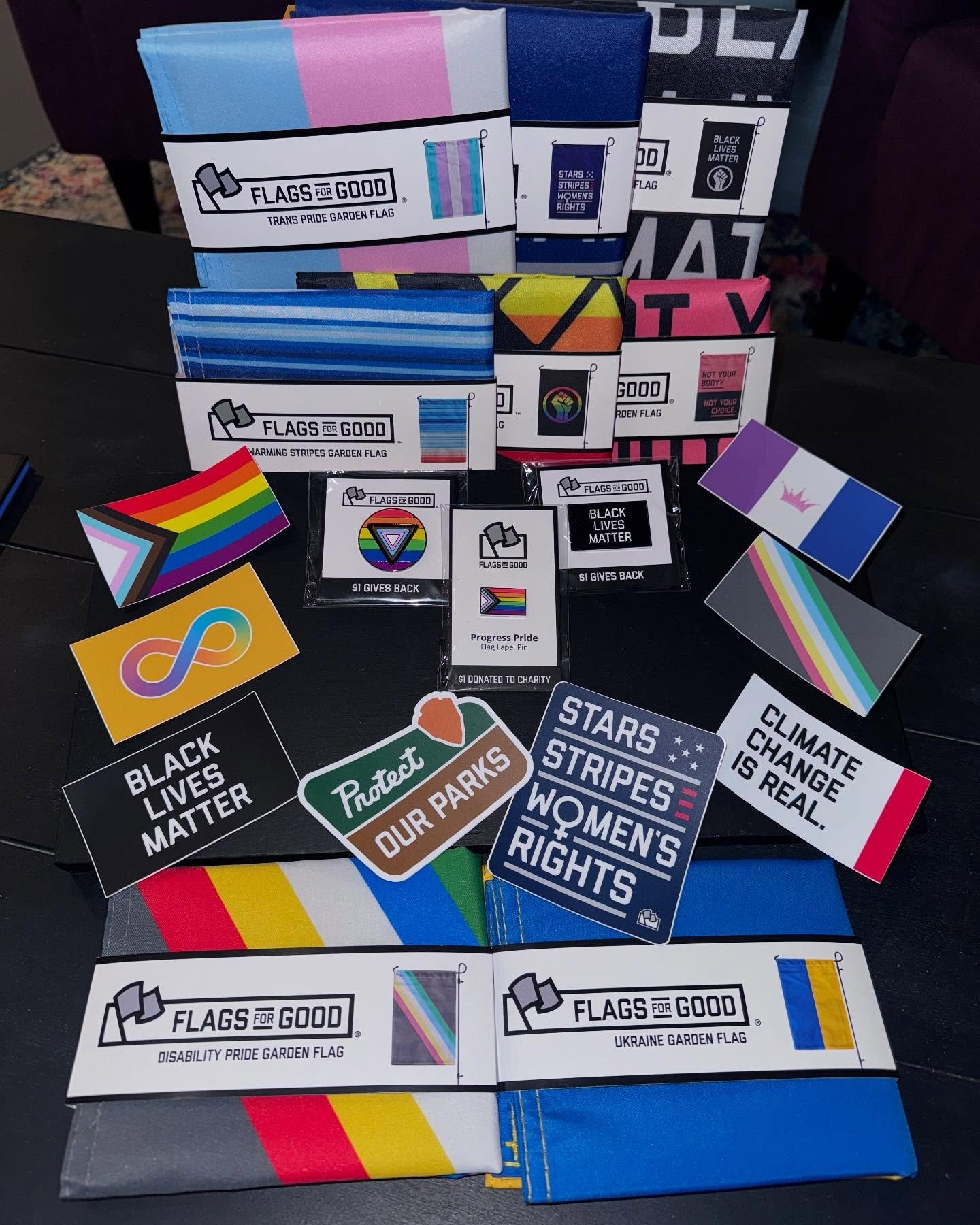 Flags for Good - a local Indy company- is one of our favorite partners. Not only do they share our values of inclusivity and equity, a portion of their proceeds go to organizations that support these values. 

We&rsquo;ve displayed these flags in our