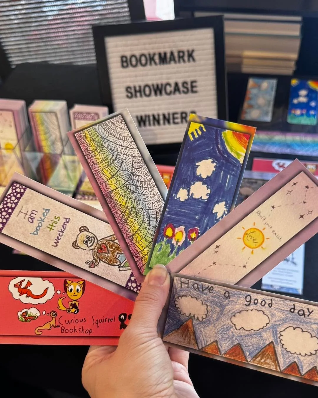 They took a little longer than planned, but they&rsquo;re finally here! ✨

Our Bookmark Showcase winners&rsquo; artwork has been turned into this season&rsquo;s Curious Squirrel bookmarks&mdash;and they look amazing. 

Come snag your own little piece