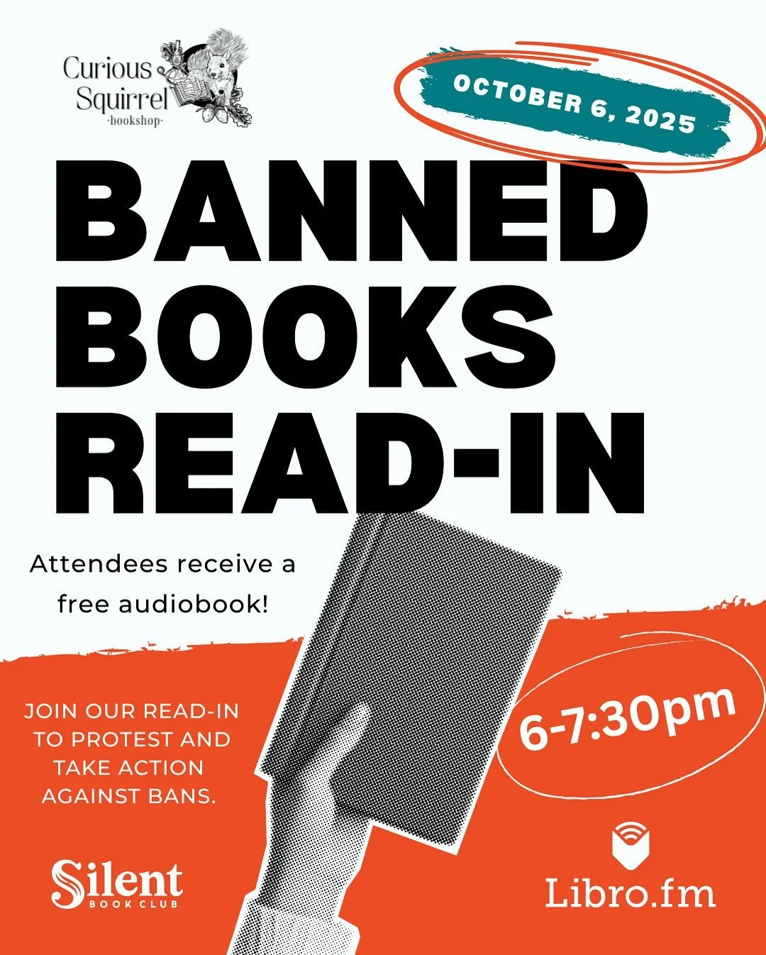 New Date &amp; Time: Banned Books Week Read-In
Monday, October 6th | 6:00-7:30pm

We&rsquo;ve teamed up with @librofm and @silentbookclub to host a #BannedBooksWeek Read-In this Monday, October 6th, in protest of censorship. Join us as we read and ta