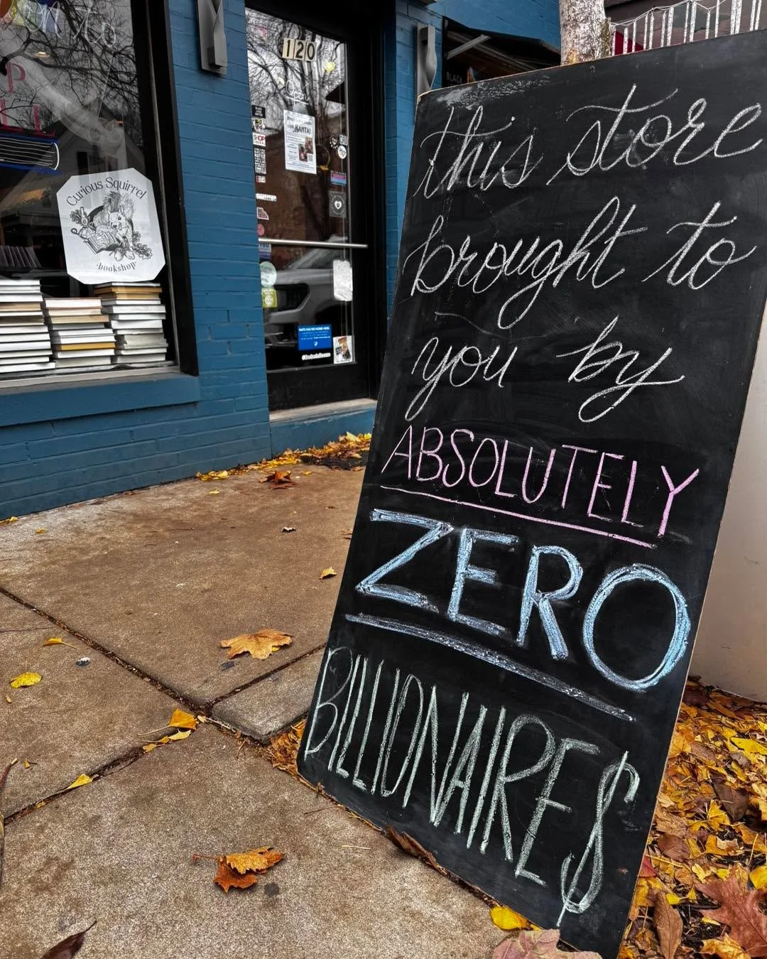 Powered by community, not billionaires.

Visit us in the shop this weekend &mdash; or, if pants feel burdensome, head to Bookshop.org for free shipping through Monday.

https://bookshop.org/shop/curioussquirrelbooks

#BlackFriday #PlaidFriday #ShopSm