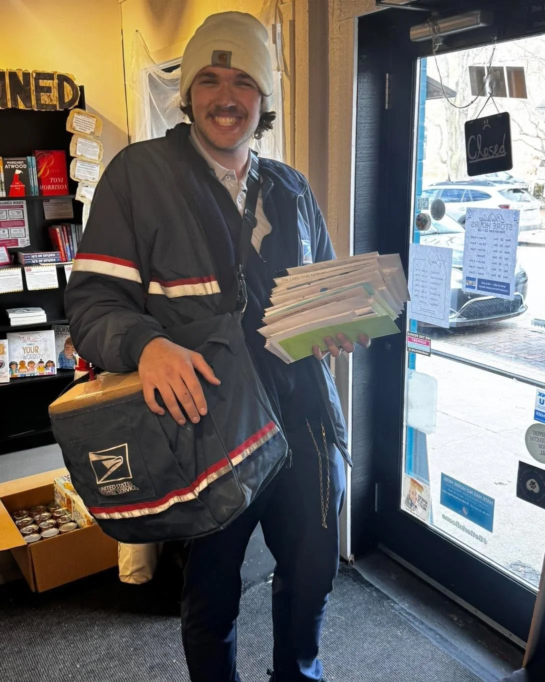 Shoutout to our favorite mail carrier&mdash;thank you for braving the weather, showing up with a smile, sharing your candy, and listening to my rants while standing there with a full mail bag on your shoulder. 

You make our afternoons brighter, and 