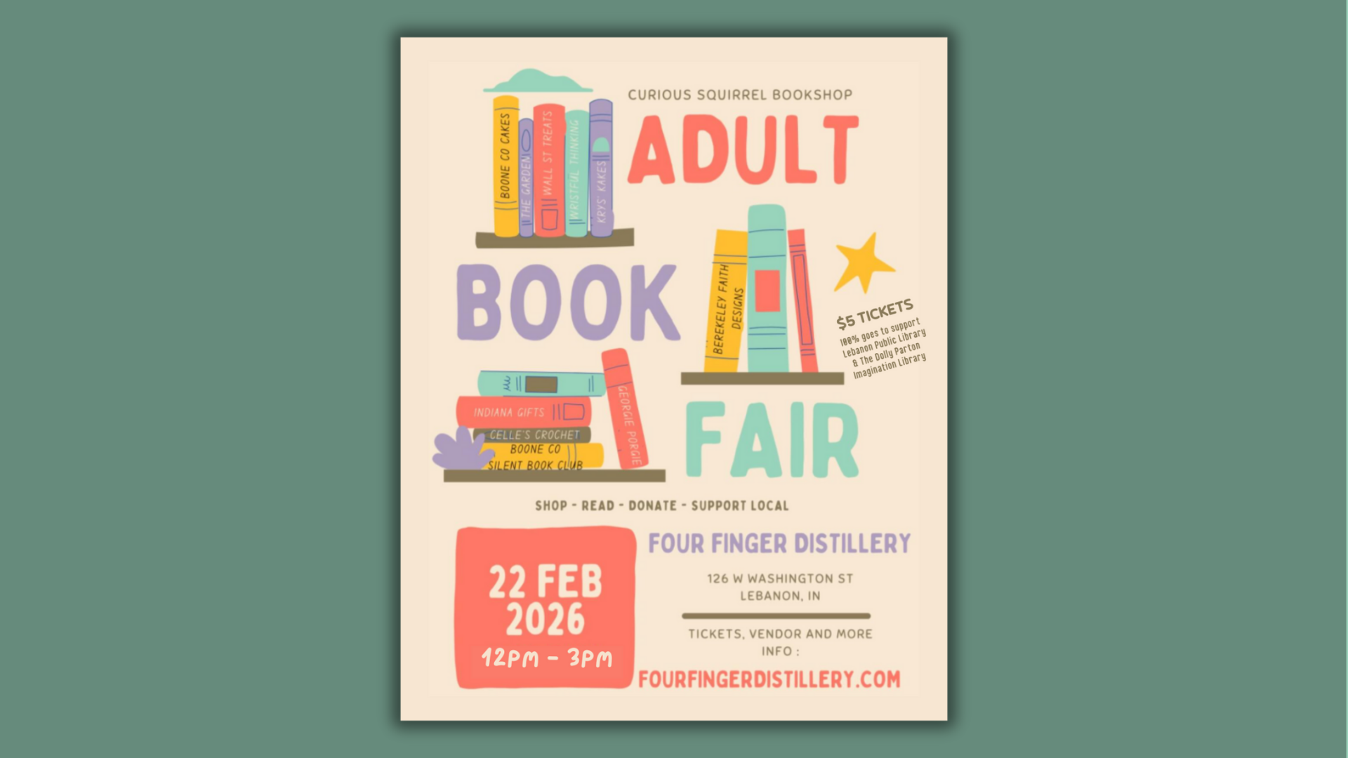 Adult Book Faire with Four Fingers Distillery 