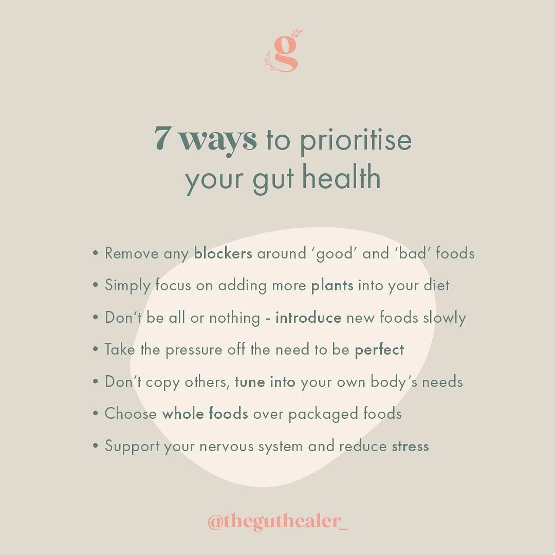 7 ways to prioritise your gut health ✨

A lot of the messaging around gut health is that you just need to change what you eat. Yet the challenge I&rsquo;ve found for most clients is that it&rsquo;s just not as simple as that.

Knowing what to eat is 