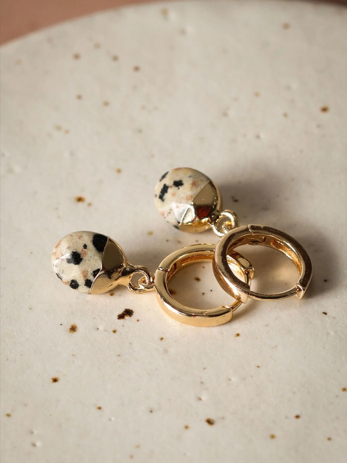 Dalmatian Jasper huggies = leopard print vibes + healing energy 🐆✨