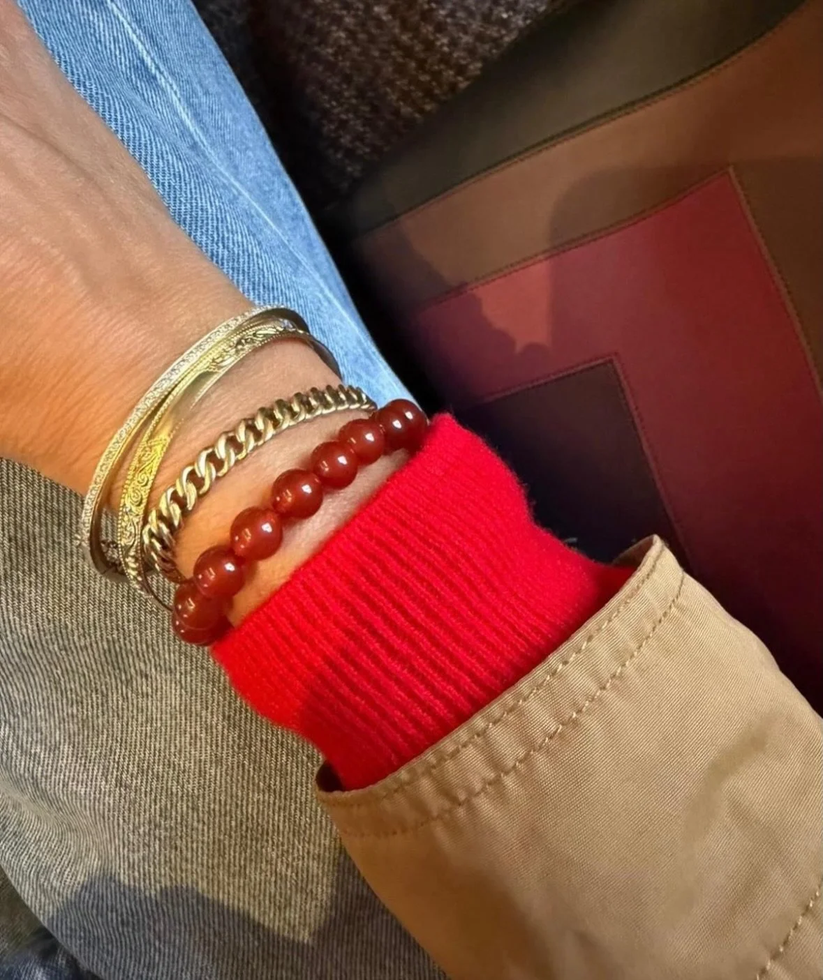 Wear the fiery glow of Carnelian for confidence, motivation, and positive energy every day.

Looks so good stacked with gold!