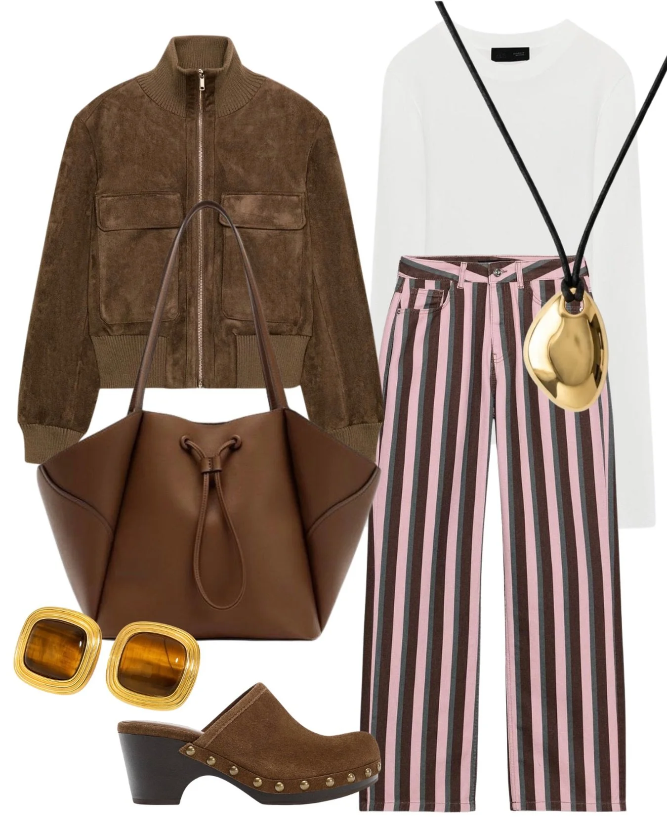 90s flashback, but make it weekend-ready 🤎

Throwback clogs, striped jeans, tiger&rsquo;s eye earrings, and a long cord pendant necklace, comfy, layered, nostalgic. 

Drop me a 🤎 if you are loving the clogs too! 

#cloglife #90sfashion #weekendmood
