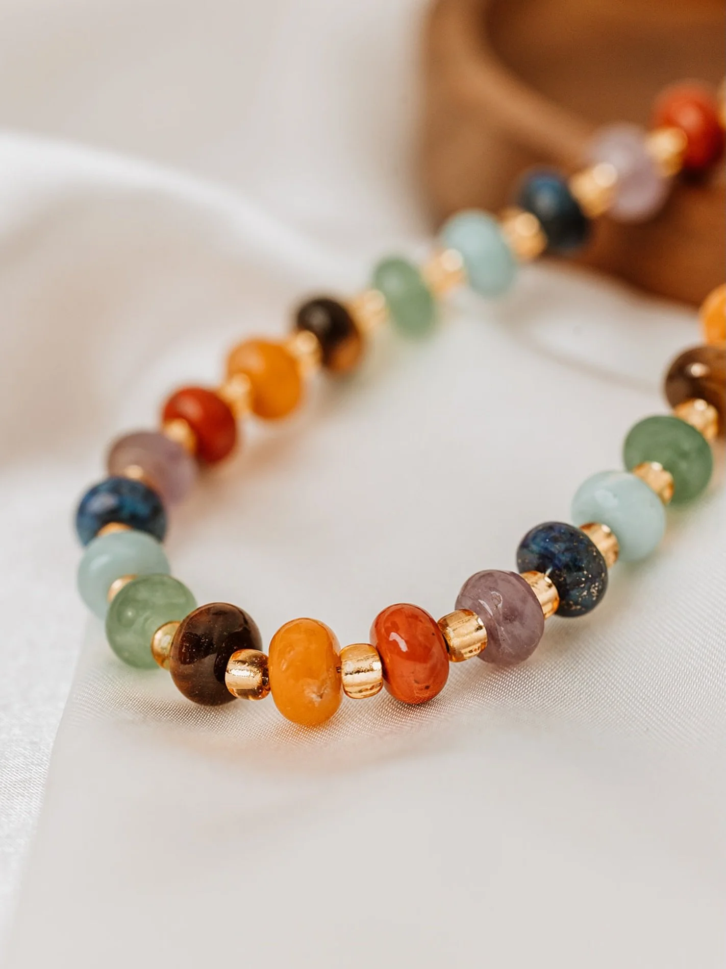 The Litha Chakra Necklace will always be my fave, each stone represents a chakra, bringing balance, healing, and good energy while elevating any look.