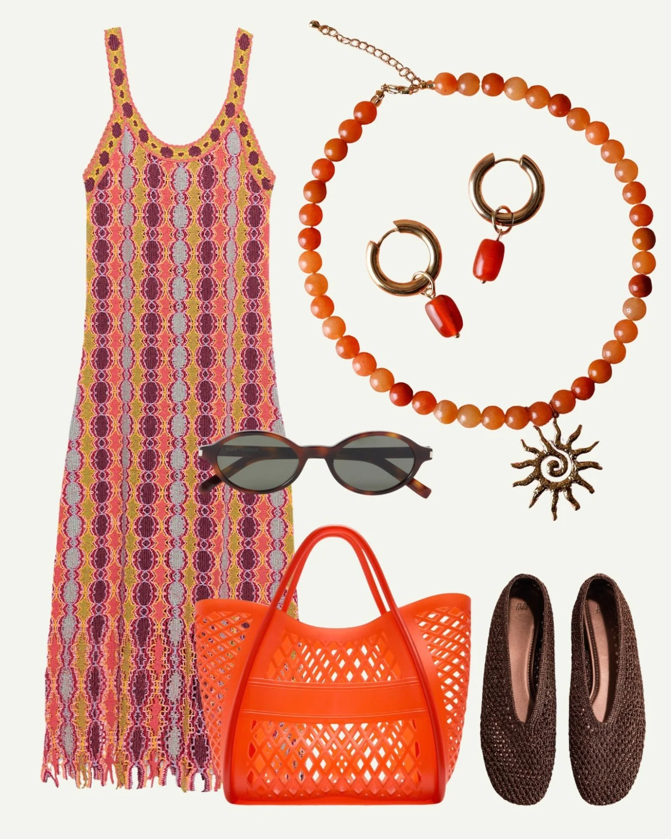 The holiday wardrobe moodboard is coming together 🍊☀️

Obsessed with this bag from @marksandspencer and now styling my jewellery around it!