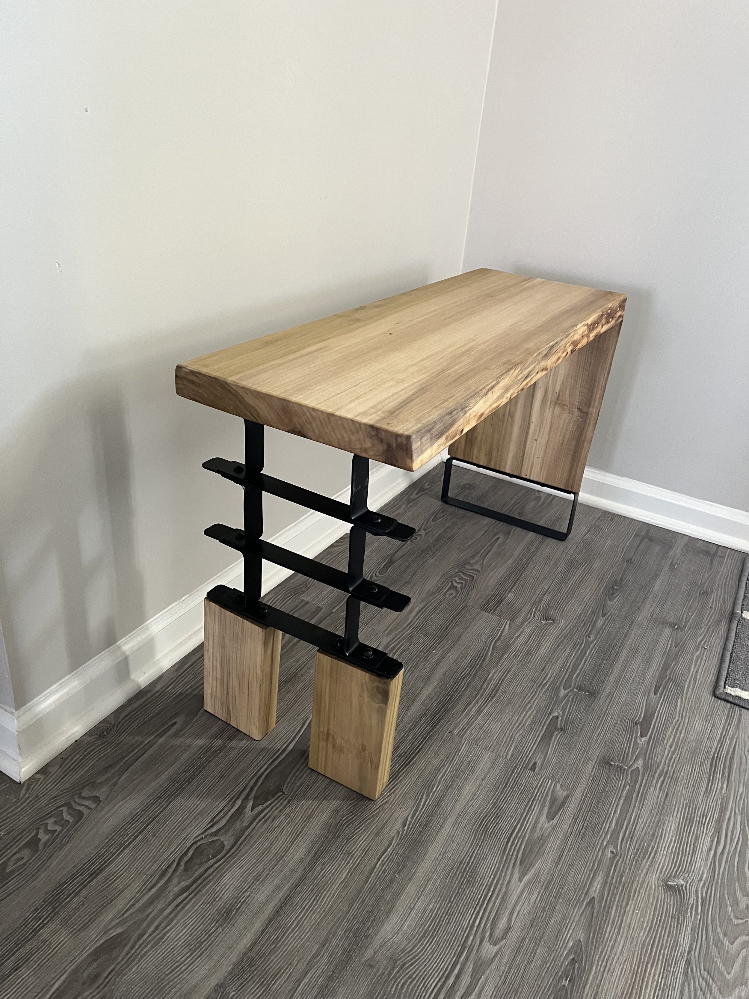 Live Edge Waterfall Entryway Bench