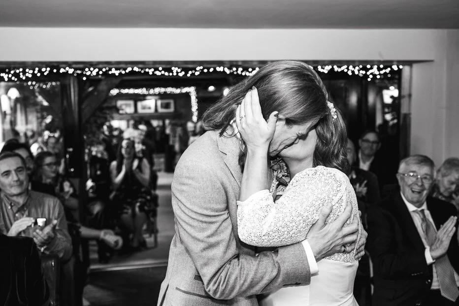 That first kiss as Mr &amp; Mrs 💍🤍
The moment it all becomes real.
The nerves settle.
The smiles get bigger.
And then we step outside, take a breath, and capture those natural moments &mdash; the laughter, the quiet looks, the we actually did it fe